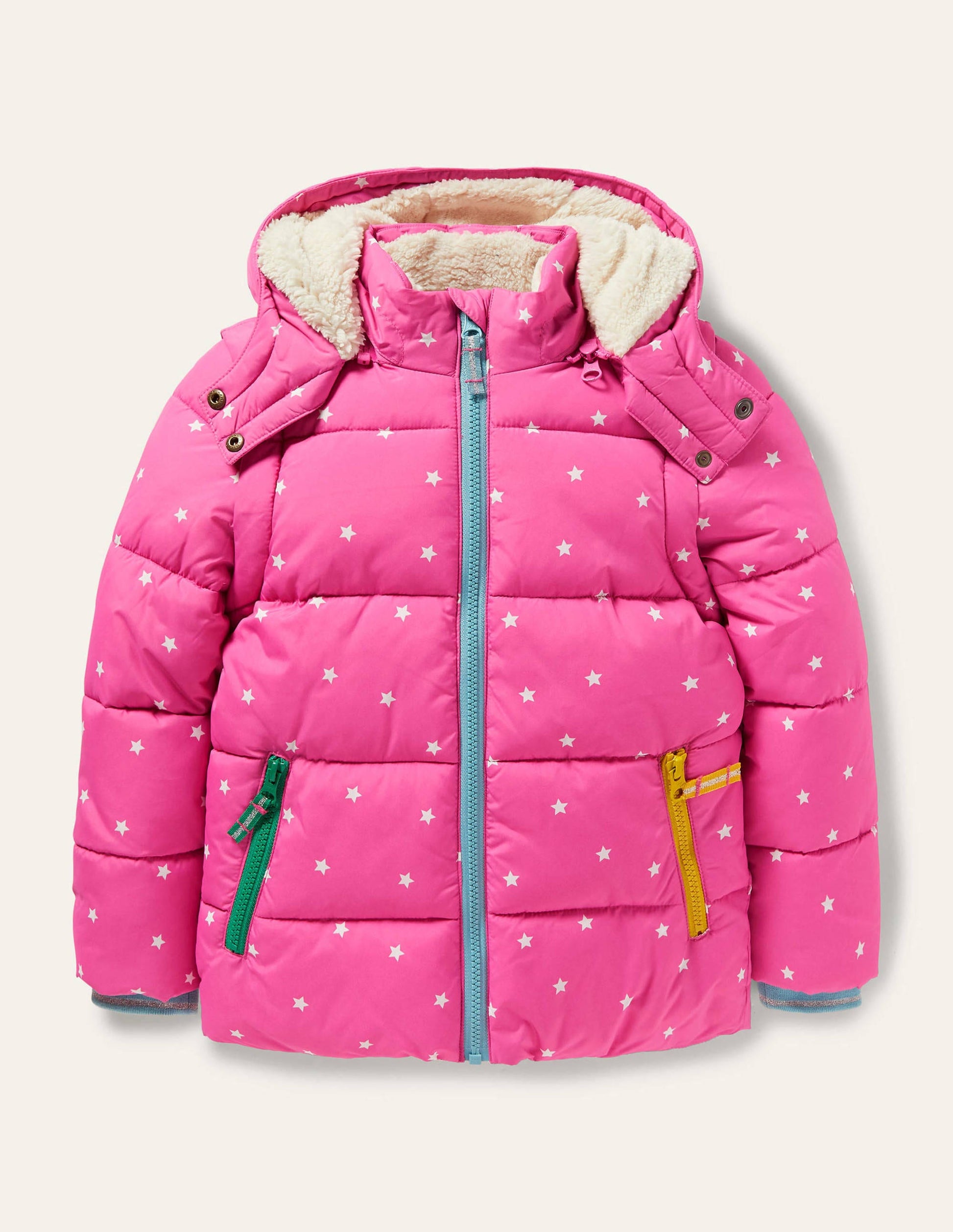Cosy 2 in 1 Padded Jacket-Tickled Pink Confetti Star-1