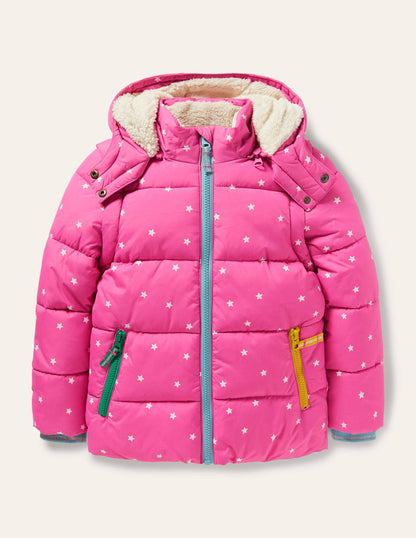 Cosy 2 in 1 Padded Jacket-Tickled Pink Confetti Star-1