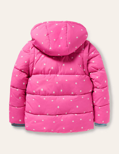 Cosy 2 in 1 Padded Jacket-Tickled Pink Confetti Star-2