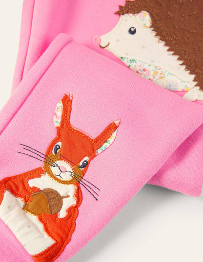Cosy Appliqué Joggers-Bright Petal Pink Animals-3