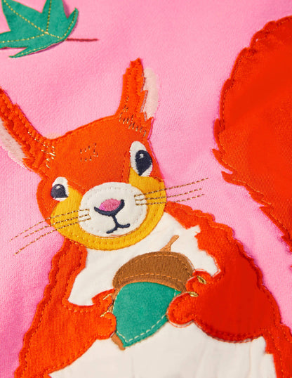 Appliqué Hoodie-Bright Petal Pink Squirrel-4