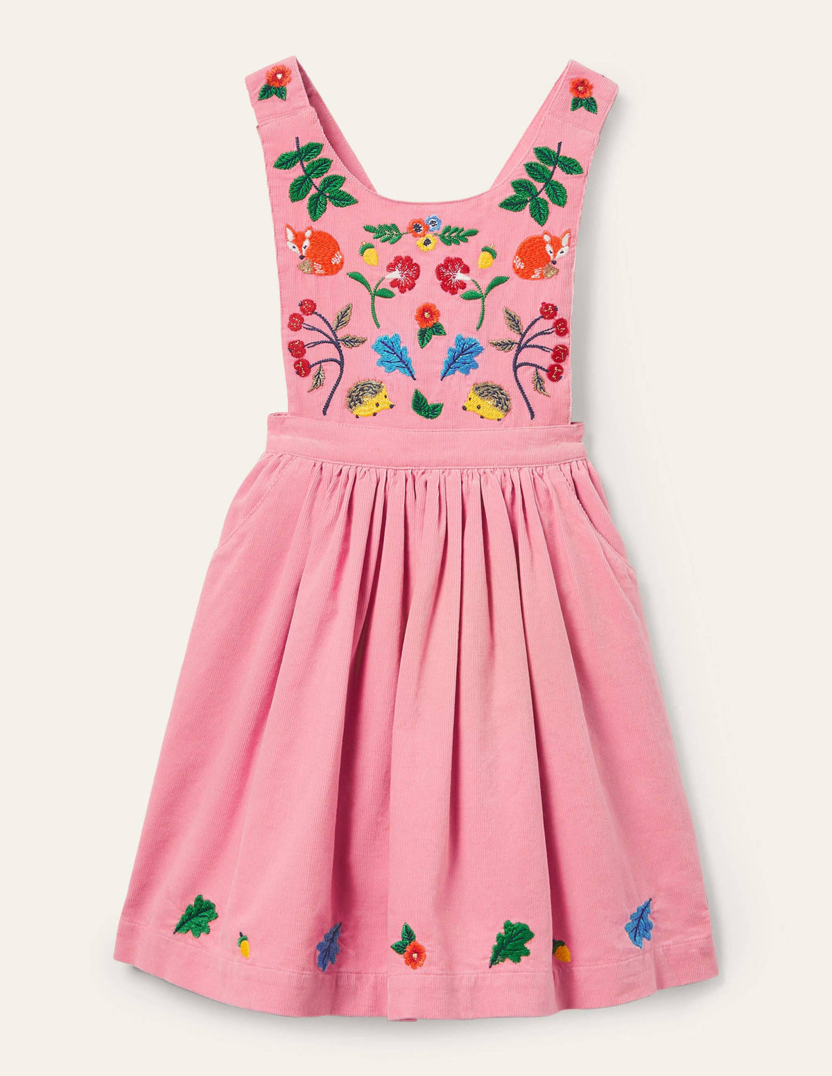 Embroidered Pinafore Dress-Formica Pink Cord - Image 1