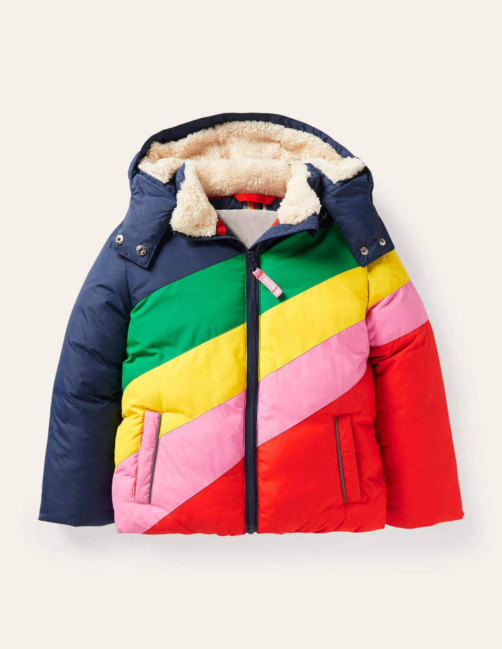 Cosy Padded Jacket-Multi Rainbow Ray