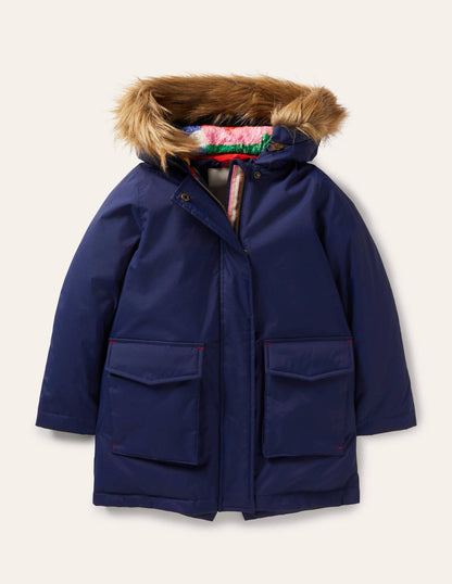 Cosy Waterproof Coat-College Navy Rainbow-1