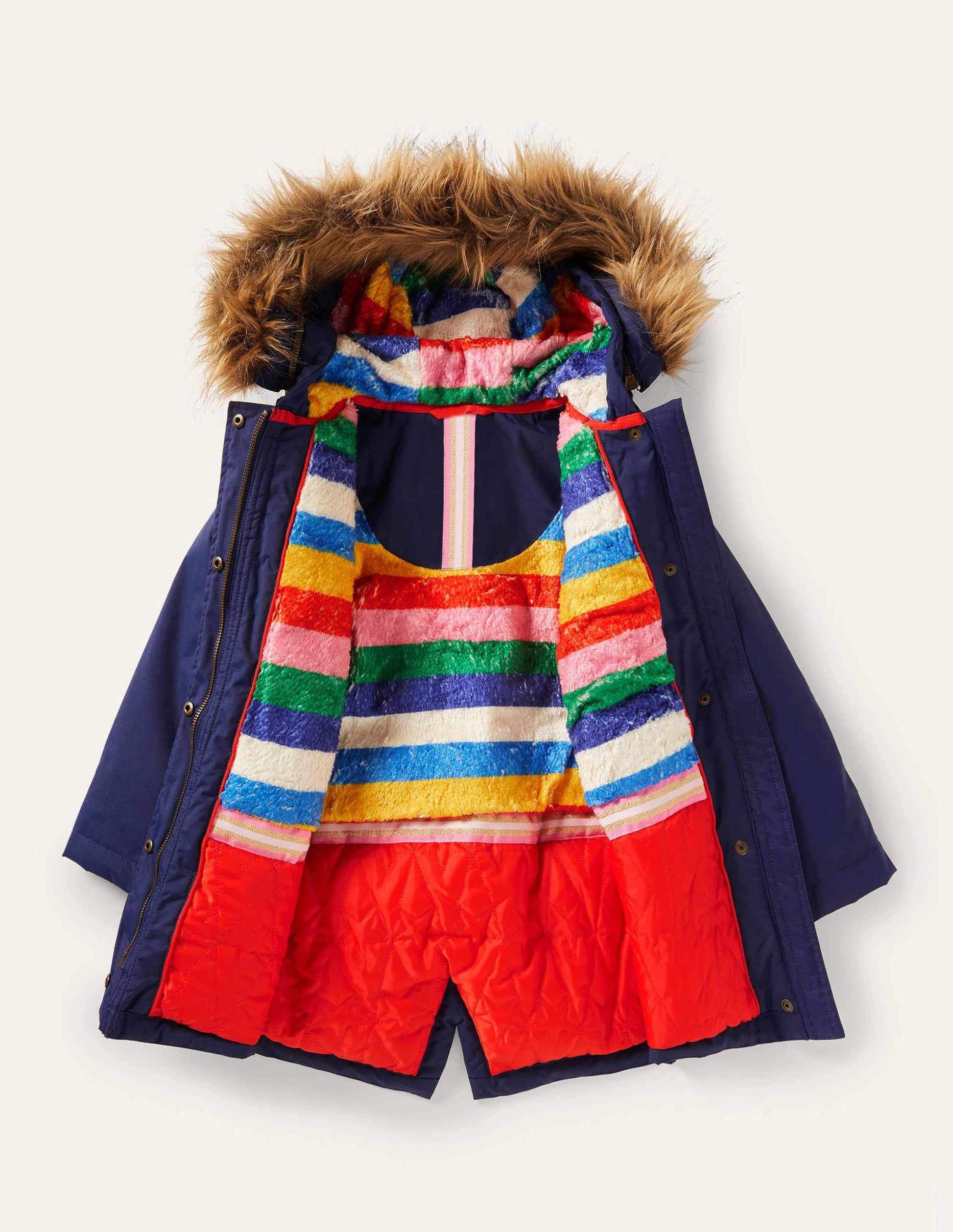 Cosy Waterproof Coat-College Navy Rainbow-6
