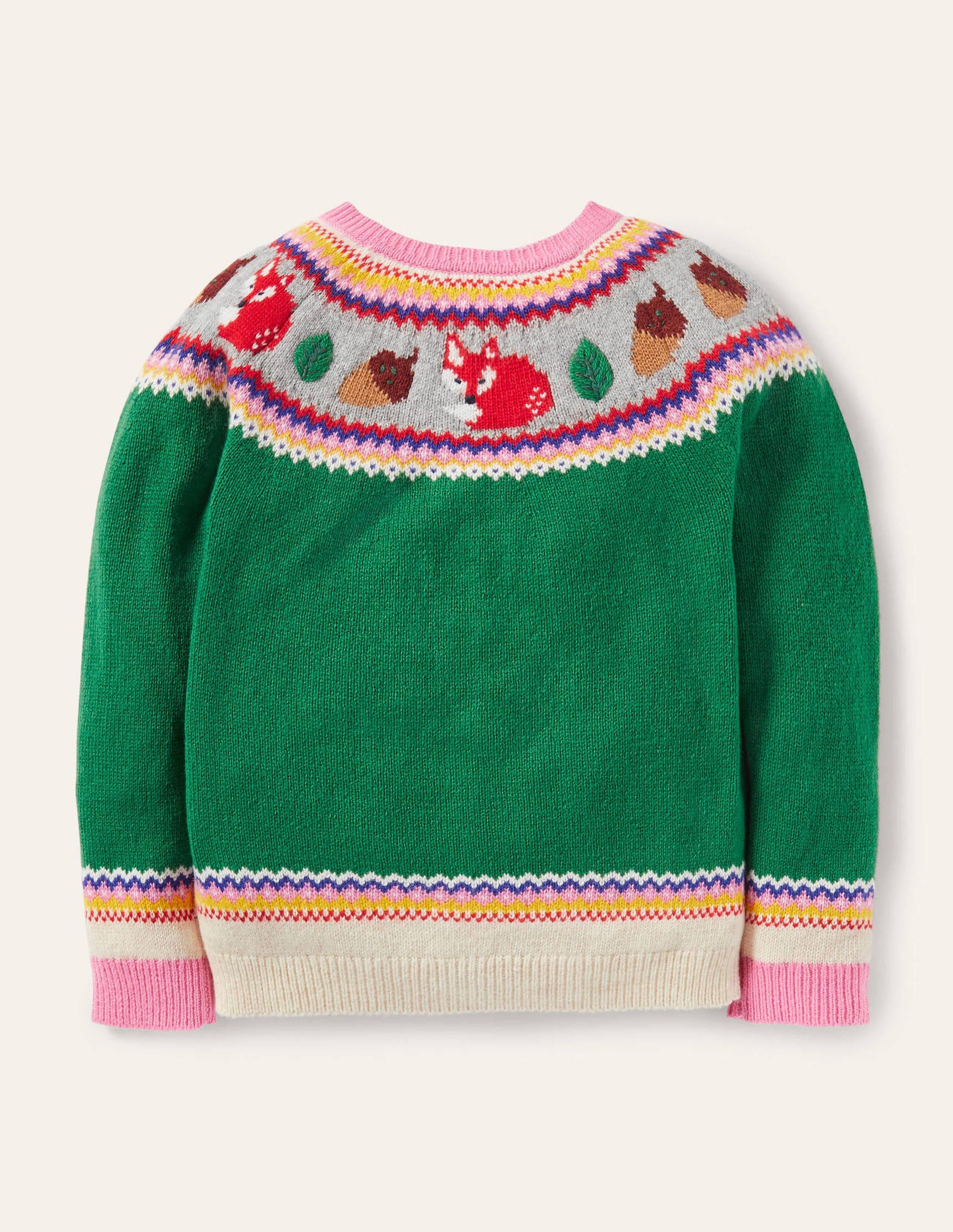 Cosy Fair Isle Cardigan-Highland Green Forest-2