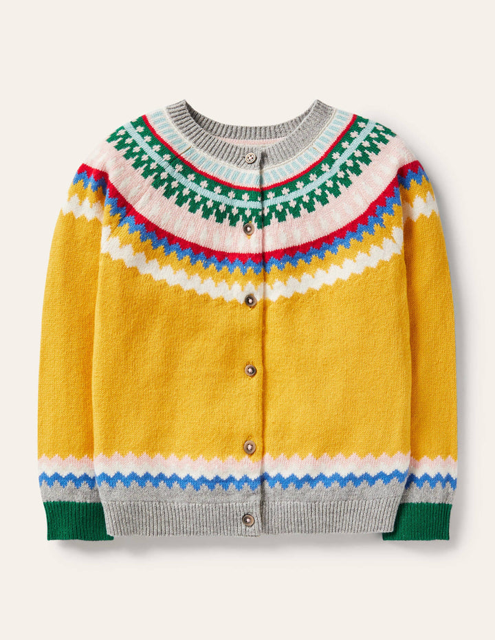 Cosy Fair Isle Cardigan-Honeycomb Yellow