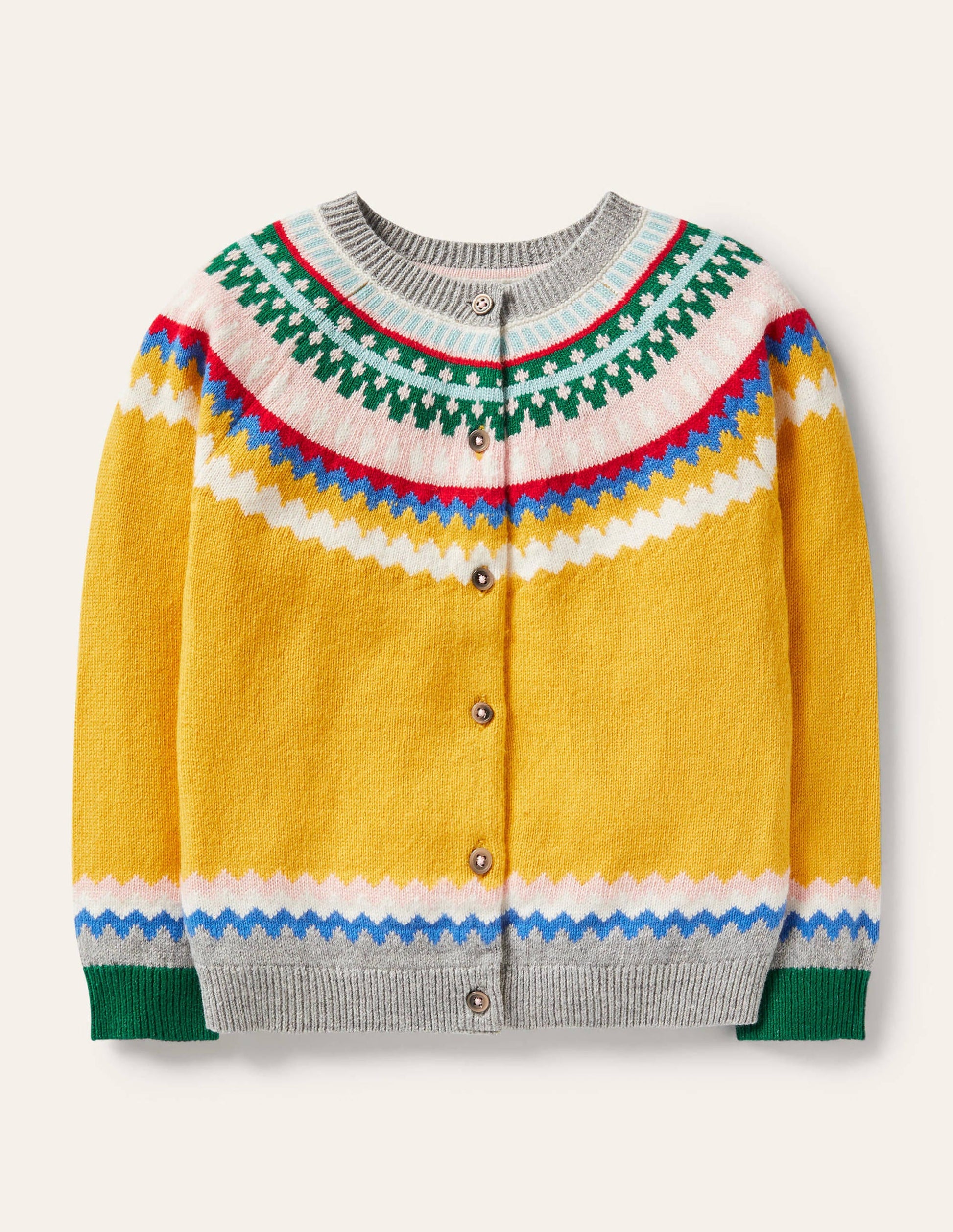Cosy Fair Isle Cardigan-Honeycomb Yellow-1
