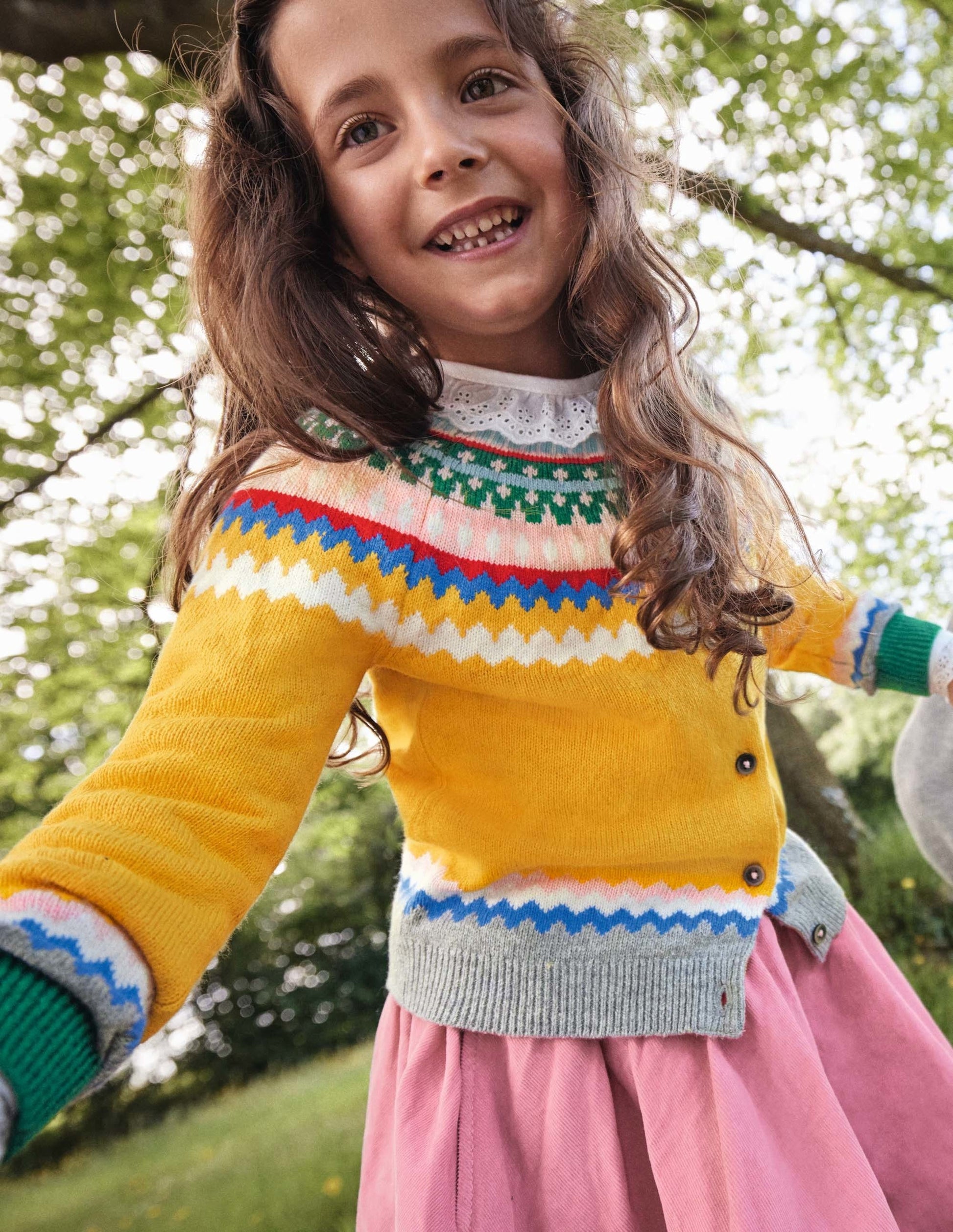 Cosy Fair Isle Cardigan-Honeycomb Yellow-4