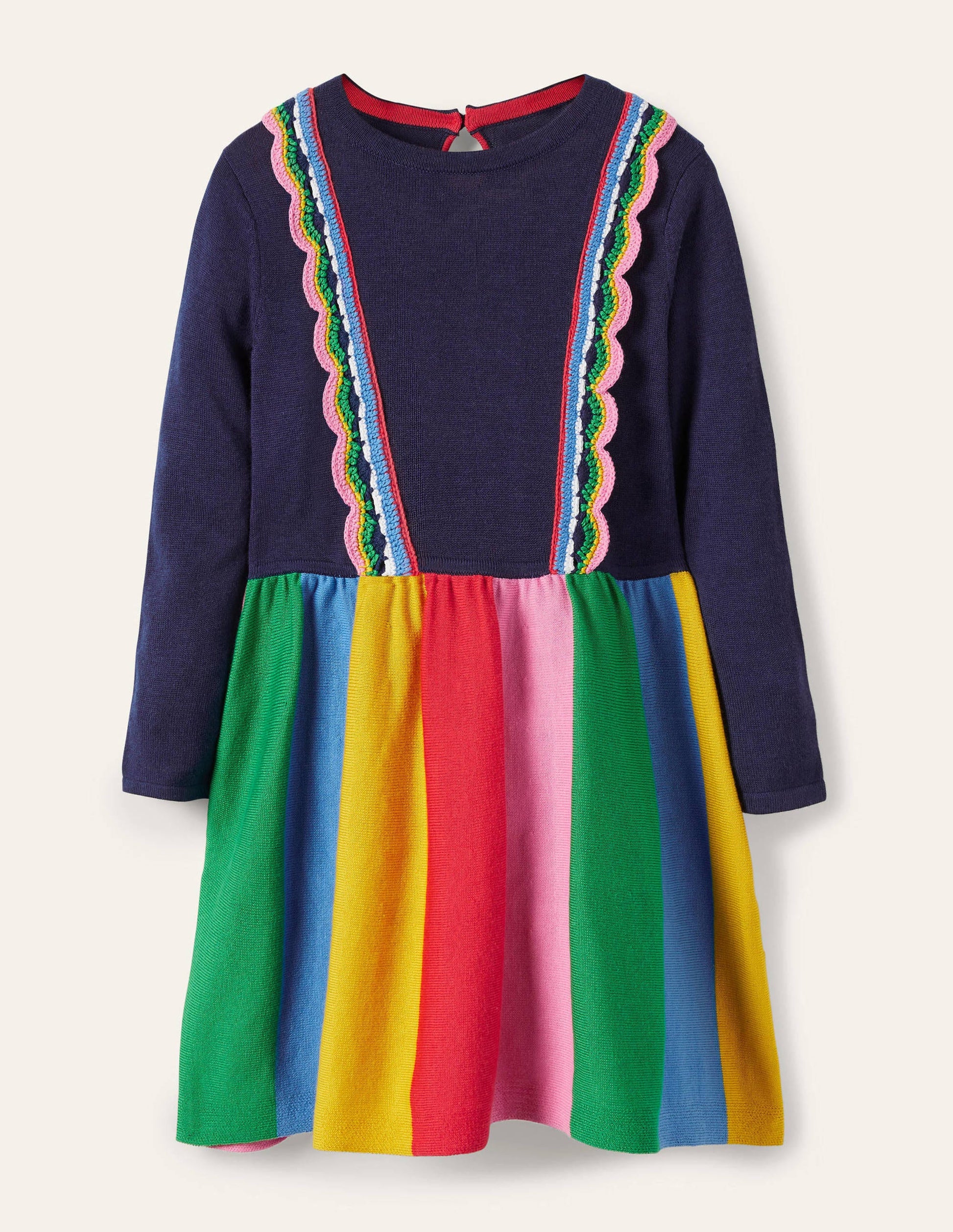 Cosy Knitted Dress-College Navy Rainbow-1