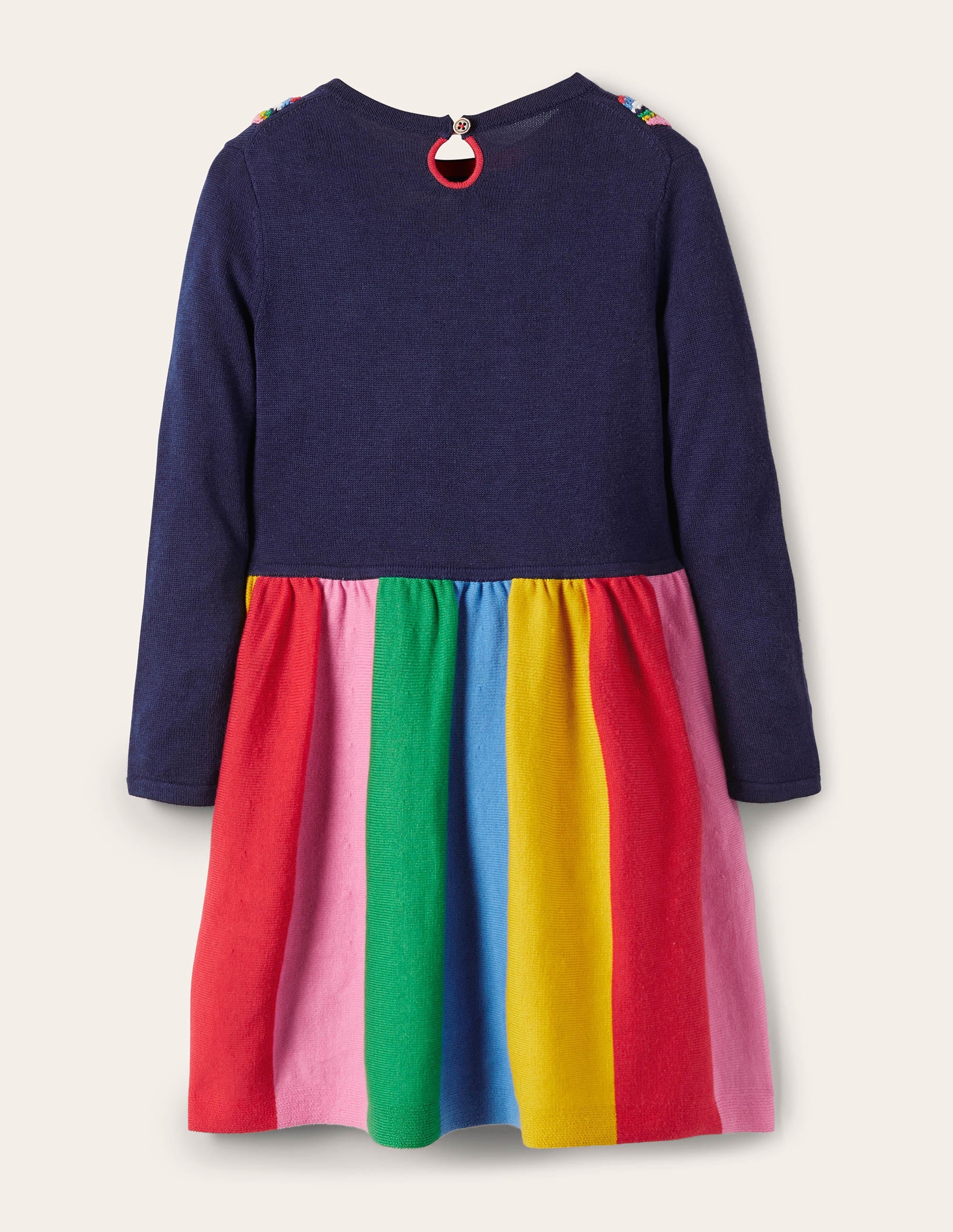 Cosy Knitted Dress-College Navy Rainbow - Image 2