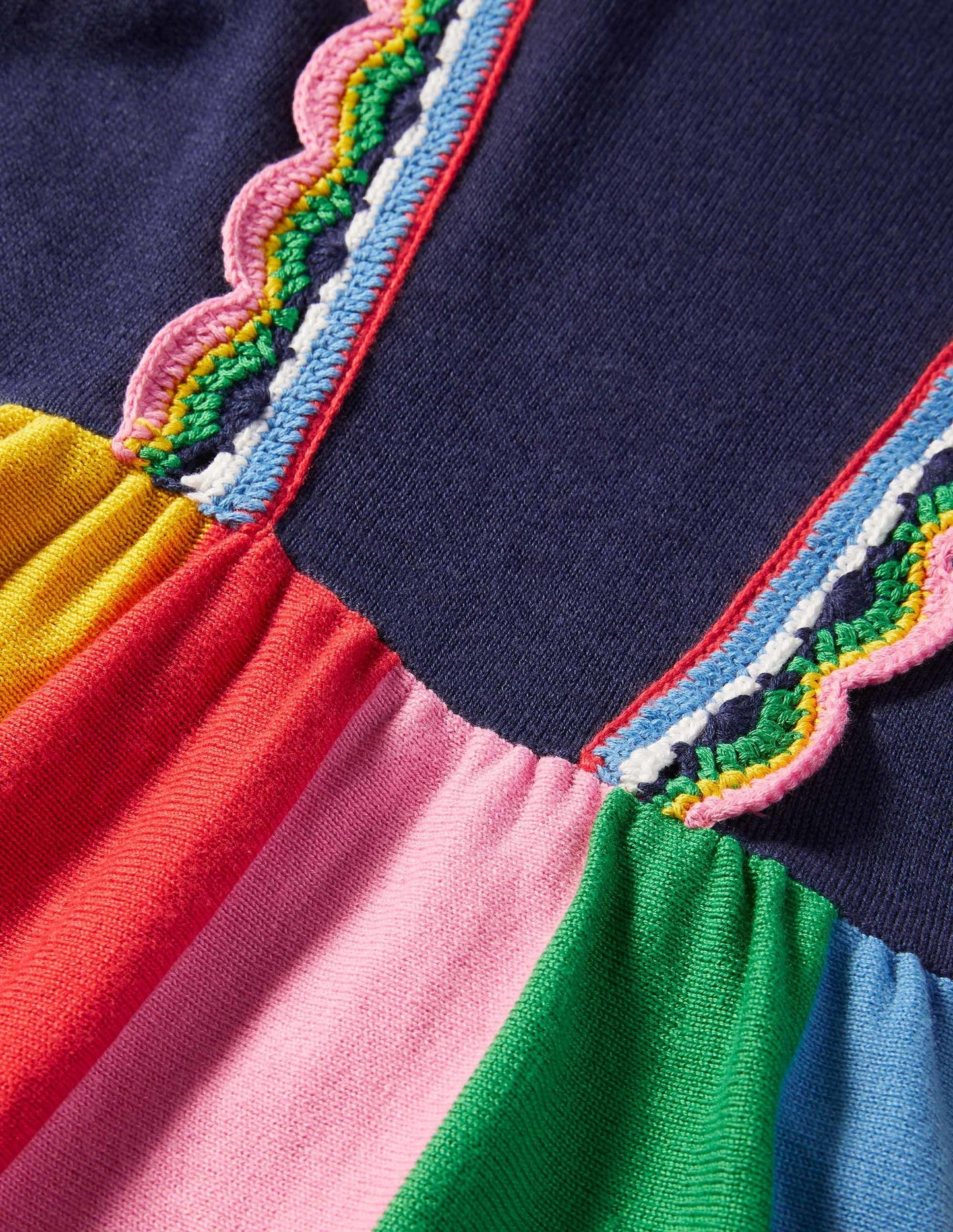 Cosy Knitted Dress-College Navy Rainbow