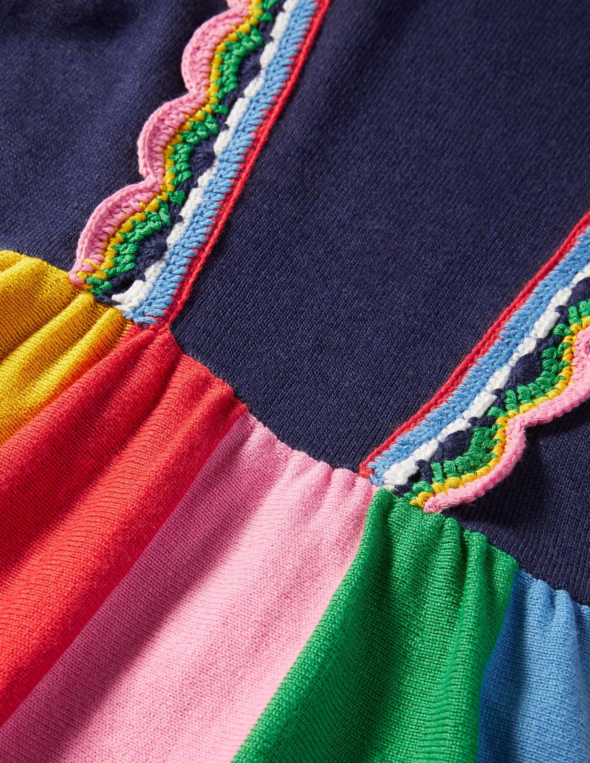 Cosy Knitted Dress-College Navy Rainbow-3