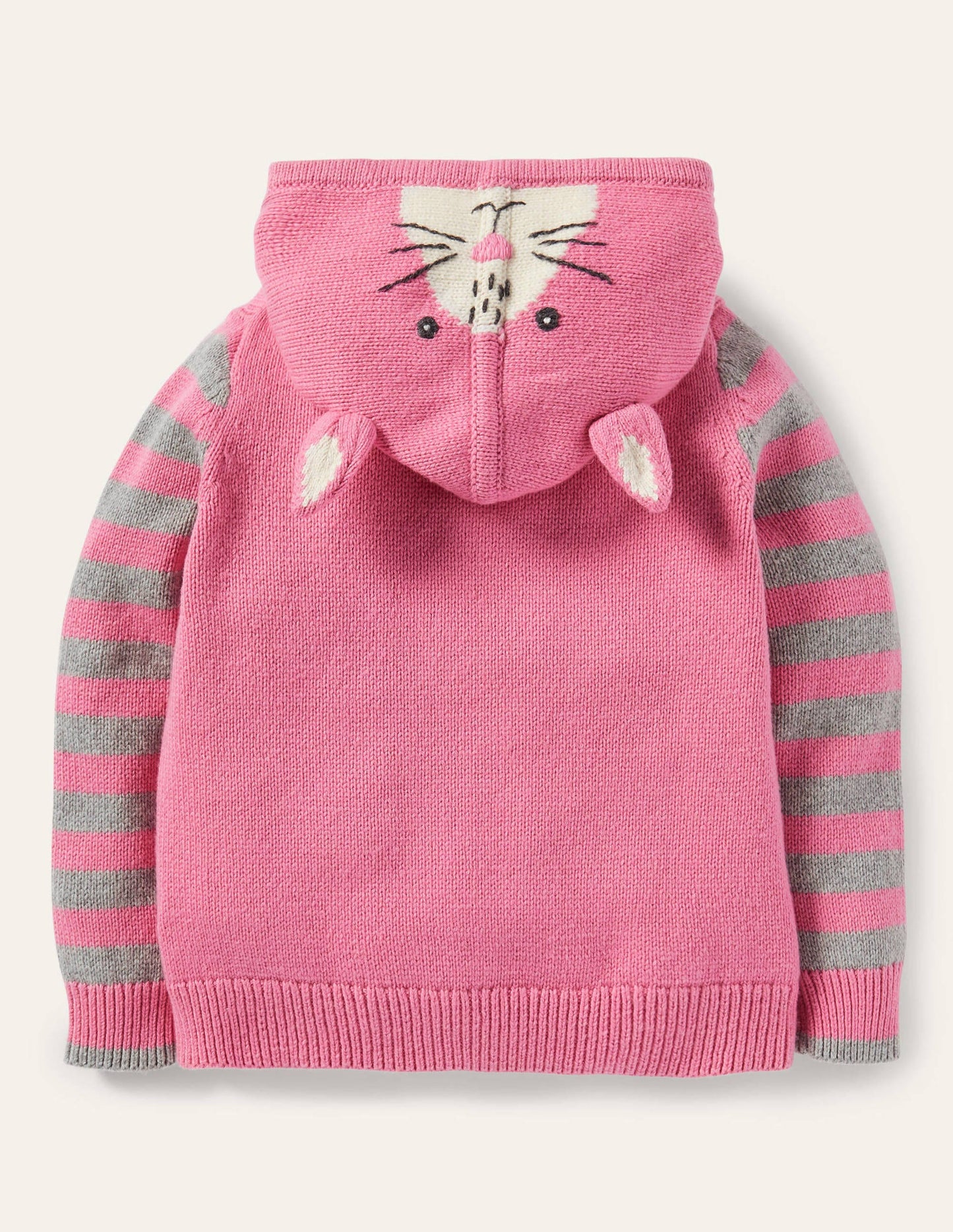 Bunny Knitted Hoodie-Formica Pink
