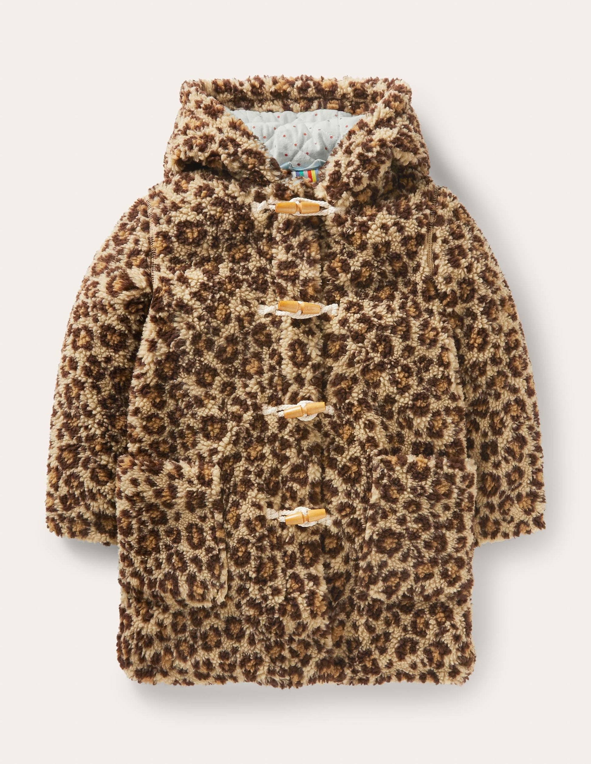 Cosy Borg Duffle Coat-Leopard Print-1