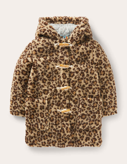 Cosy Borg Duffle Coat-Leopard Print-1