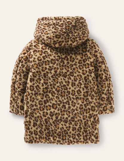 Cosy Borg Duffle Coat-Leopard Print-2