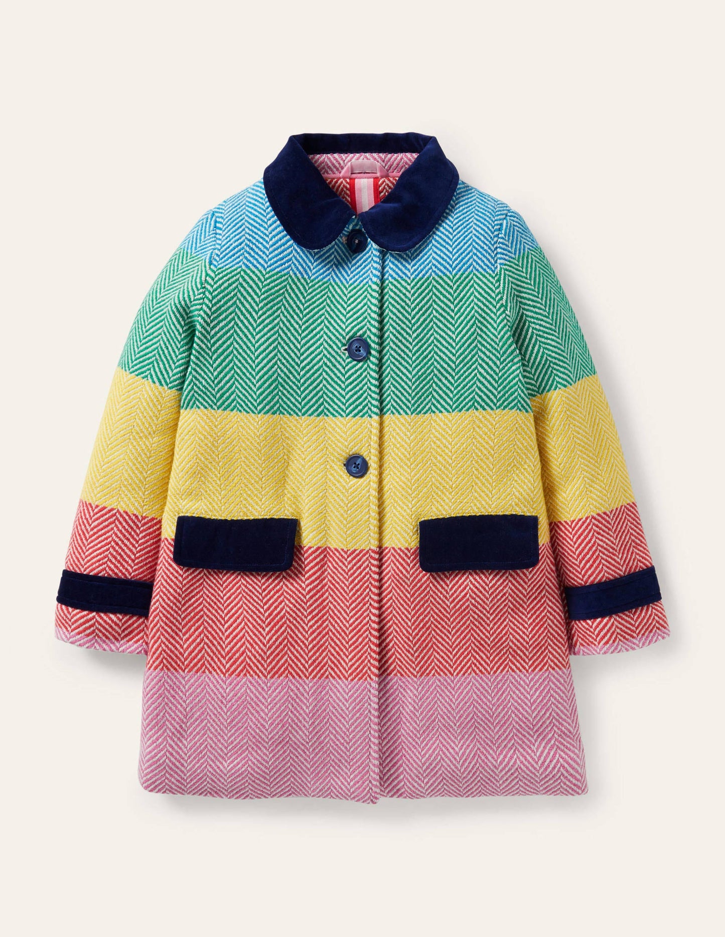 Colourful Wool Coat-Multi Rainbow