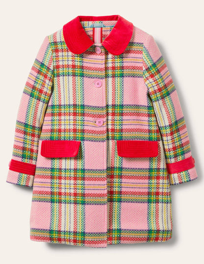 Colourful Wool Coat-Pink Blanket Check-1