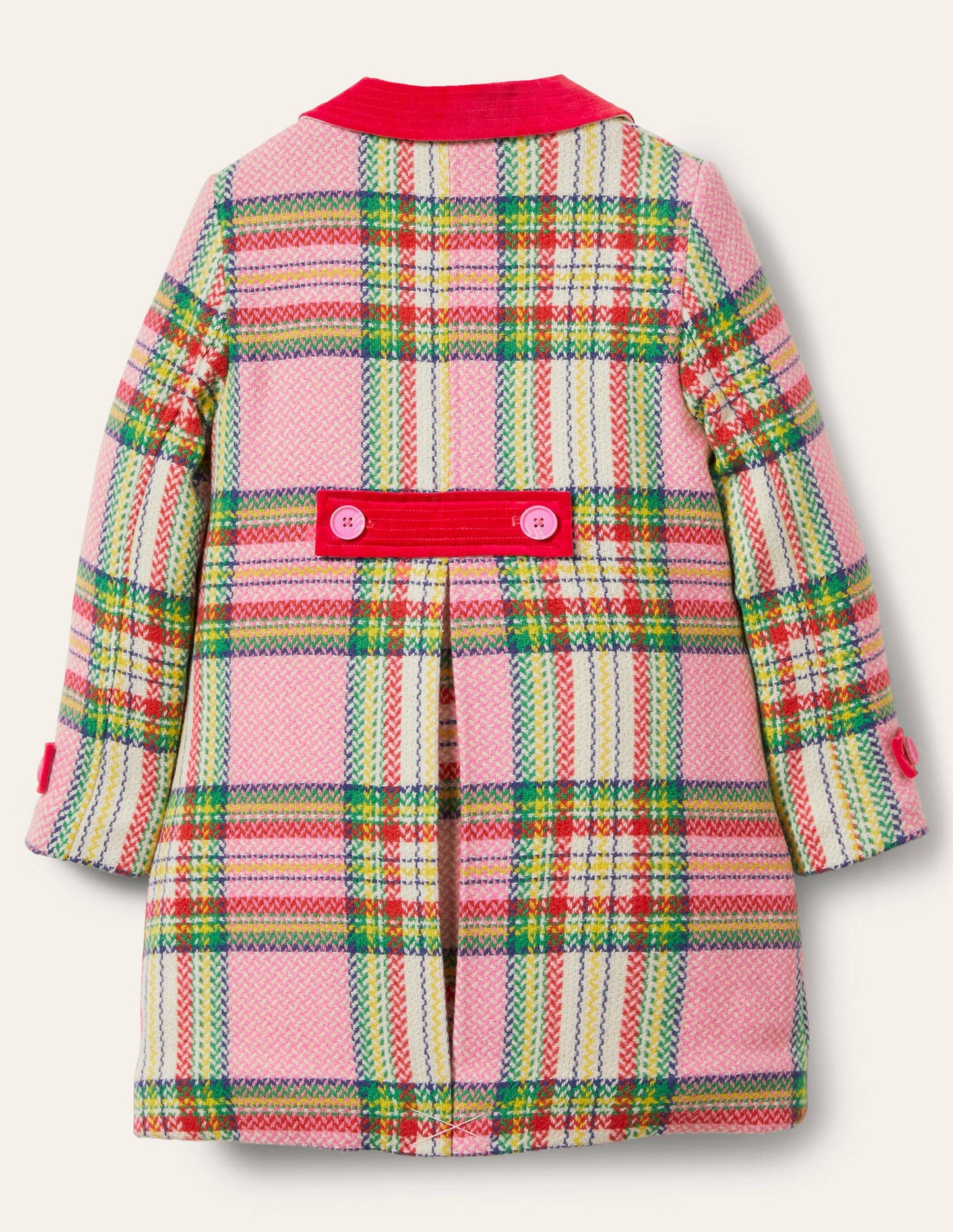 Colourful Wool Coat-Pink Blanket Check