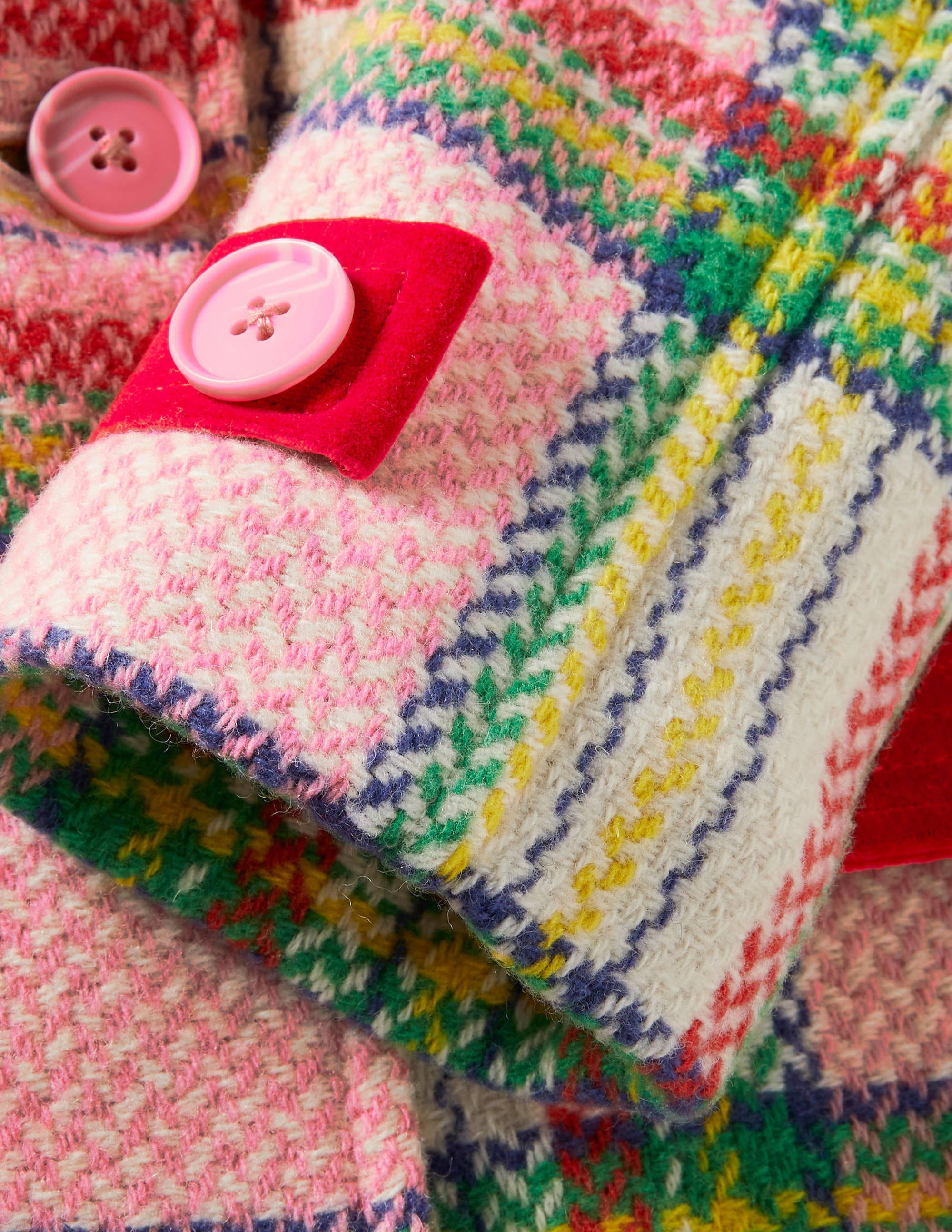 Colourful Wool Coat-Pink Blanket Check - Image 3