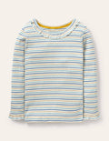 Sparkly Ruffle Pointelle Top-Elizabethan Blue/ Gold