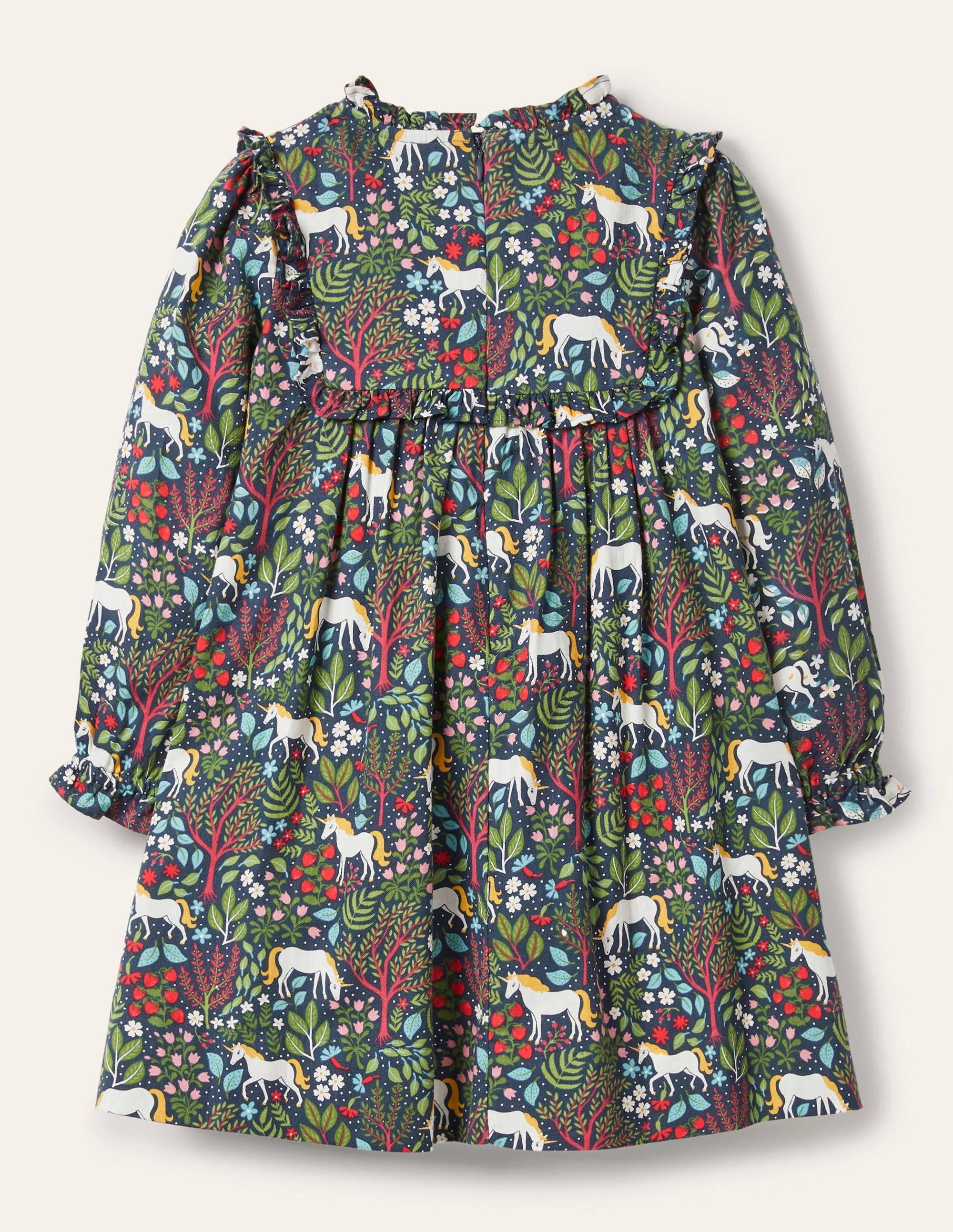 Nostalgic Ruffle Dress-Stormy Blue Unicorn Tapestry - Image 2