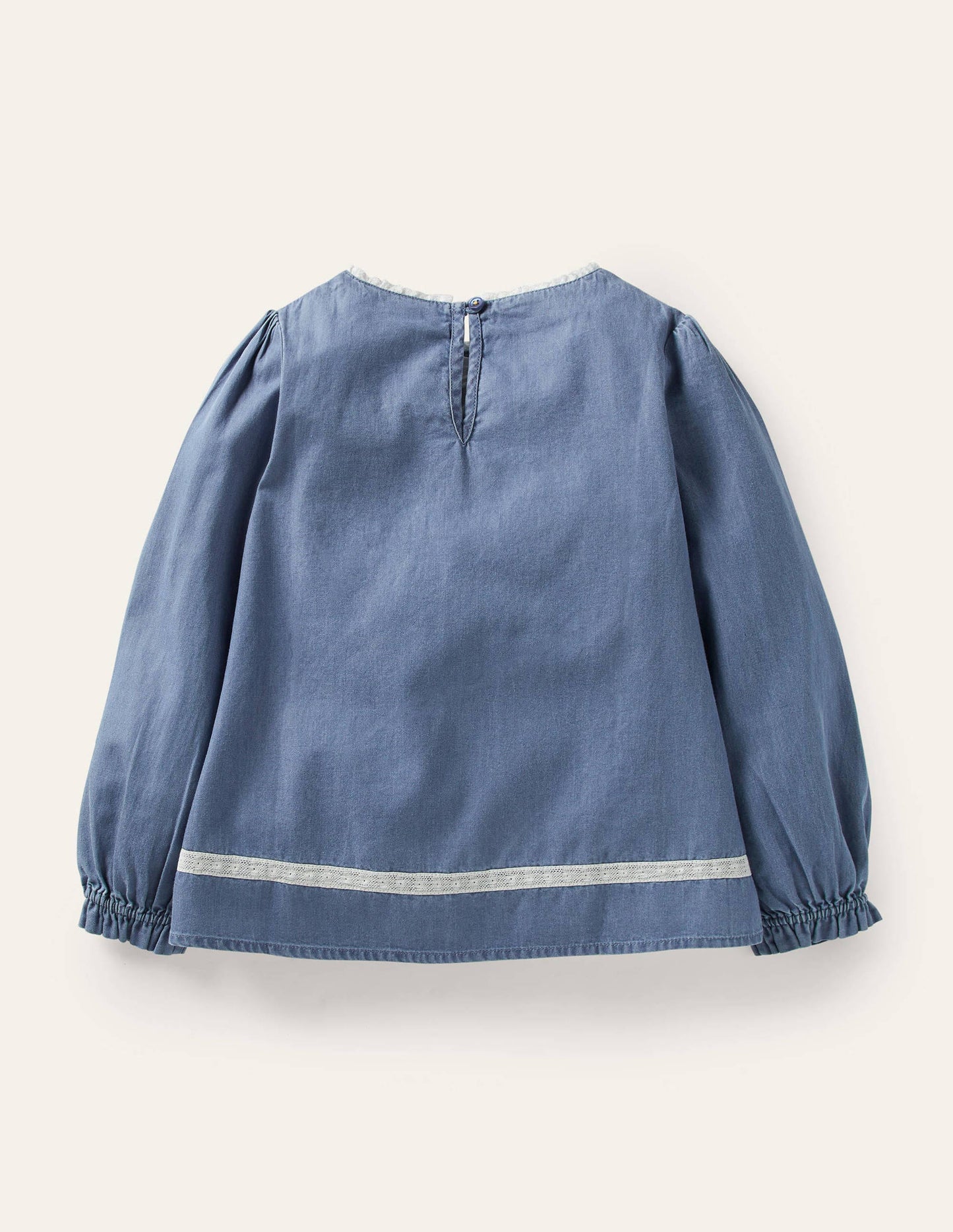 Chambray Embroidered Top-Chambray