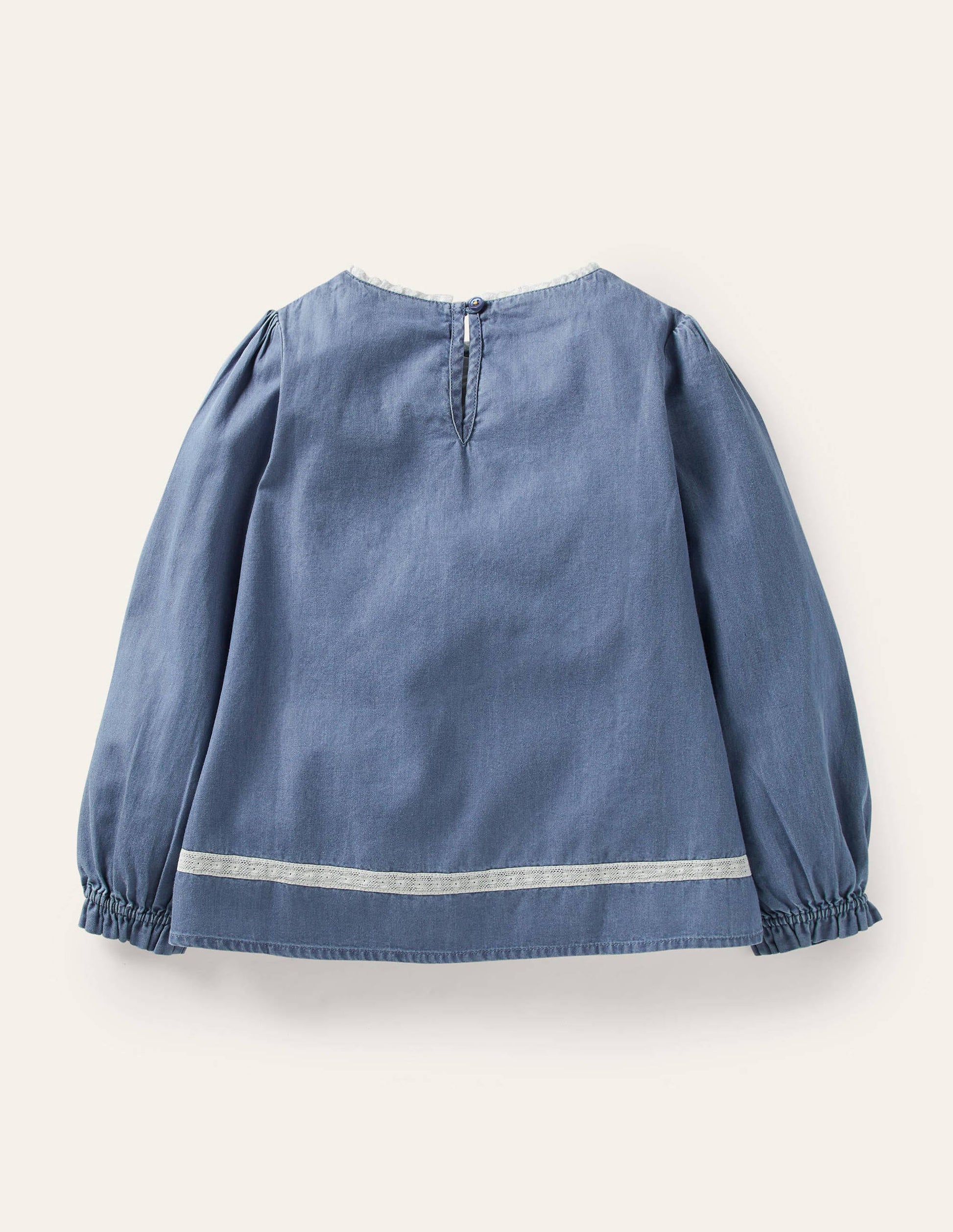 Chambray Embroidered Top-Chambray-2