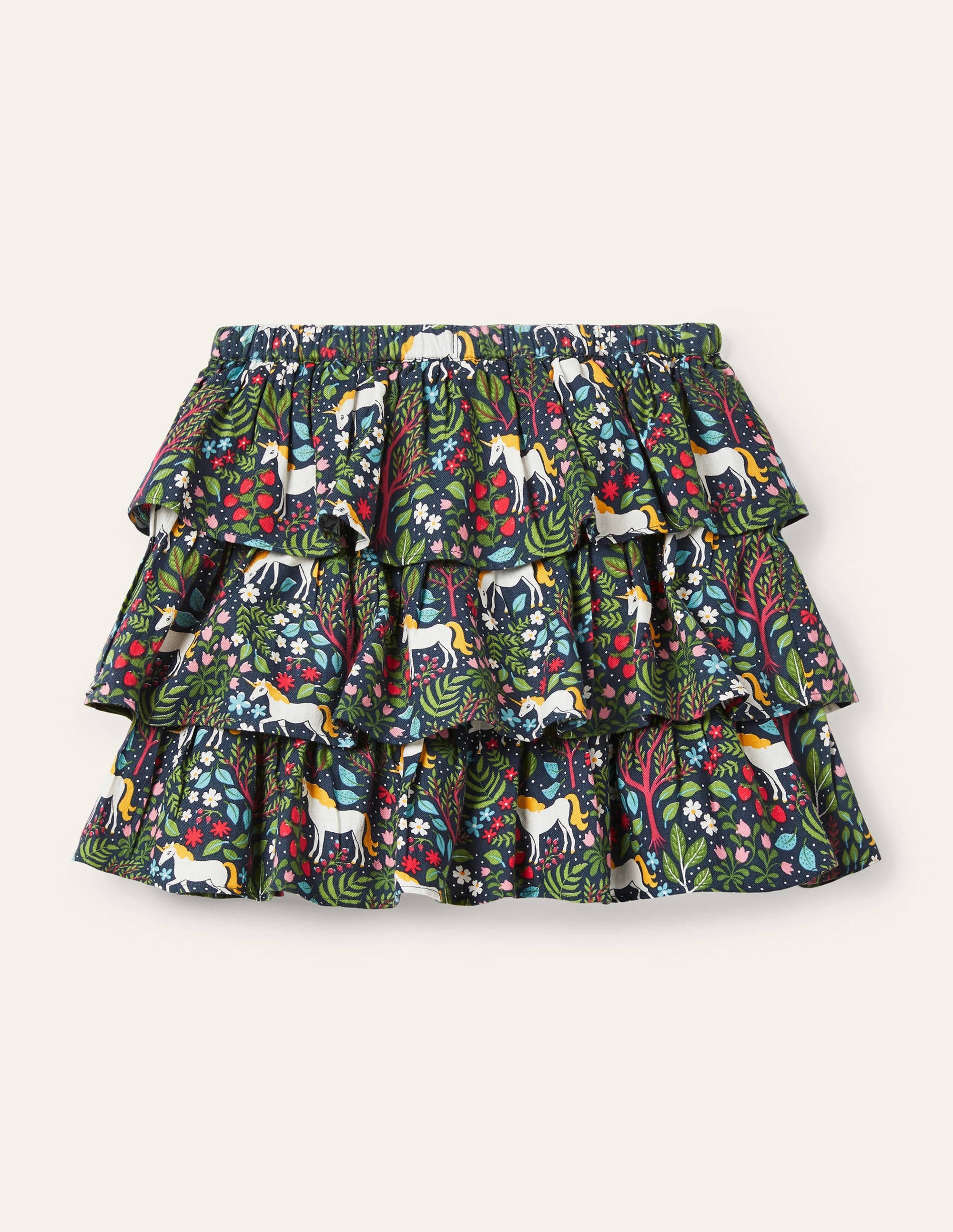 Tiered Ruffle Skirt-Stormy Blue Unicorn Tapestry - Image 2