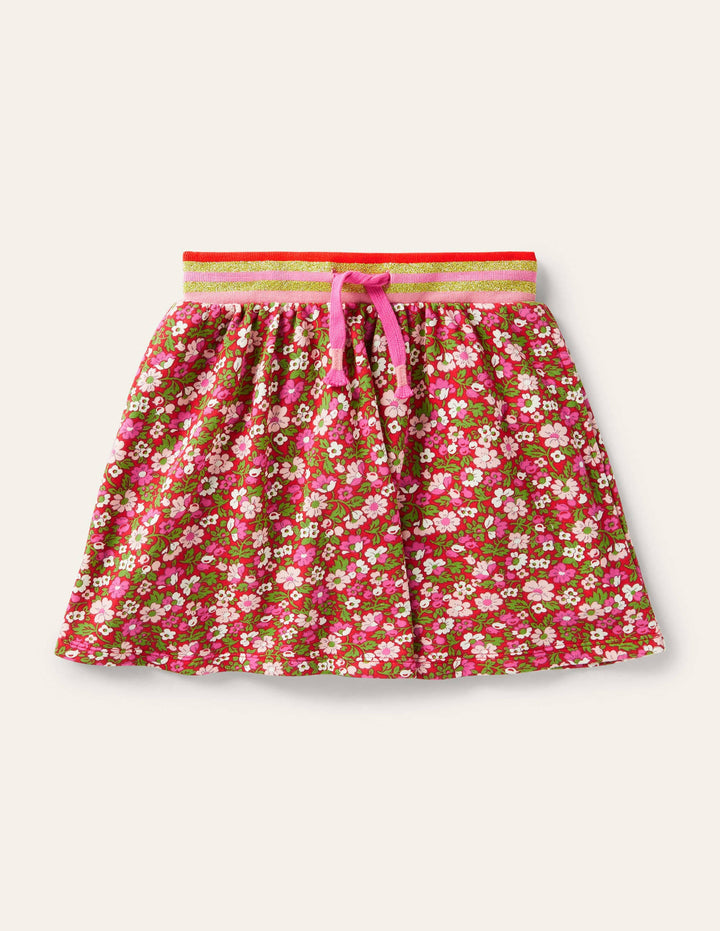 Cosy Twirly Sweatshirt Skirt-Rockabilly Red Vintage Floral