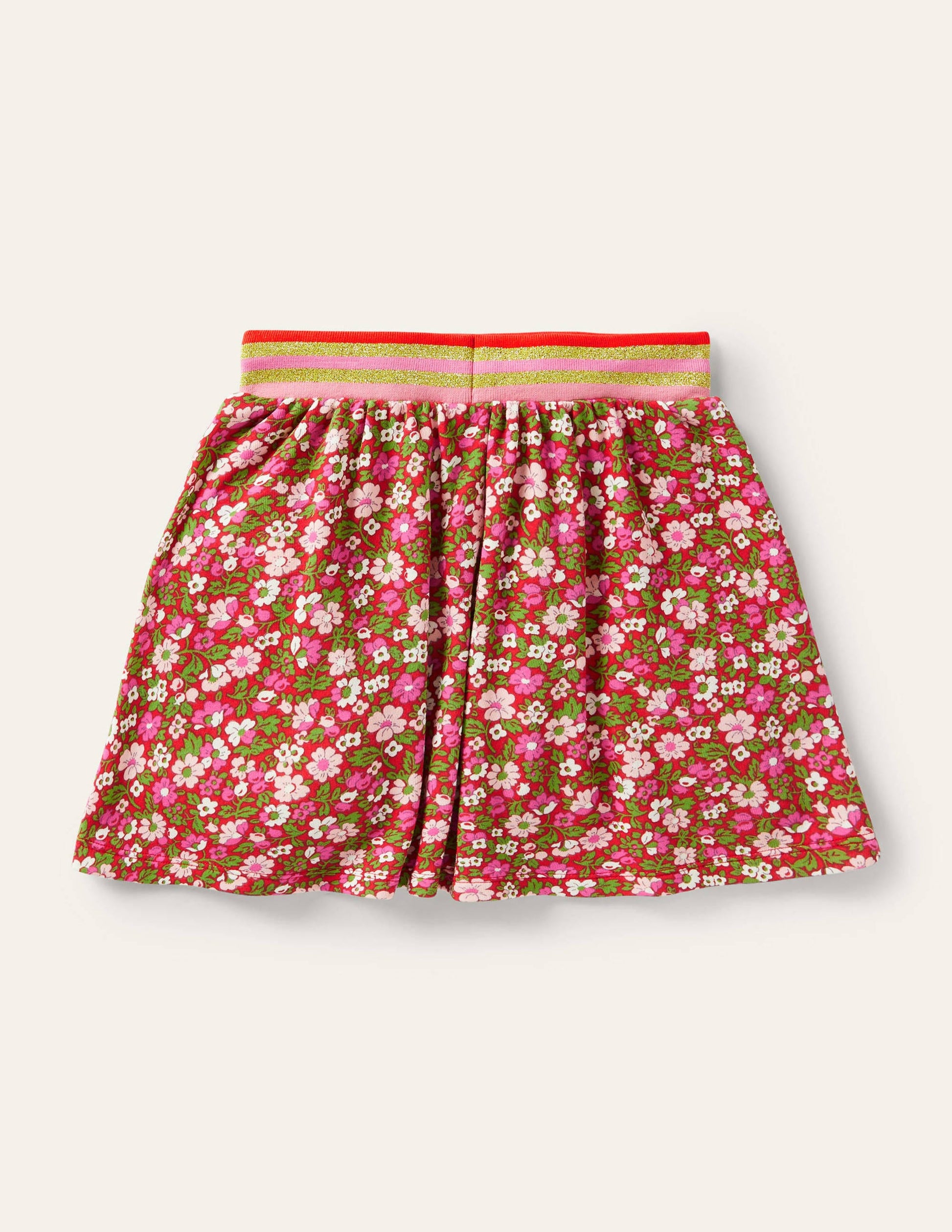 Cosy Twirly Sweatshirt Skirt-Rockabilly Red Vintage Floral-2