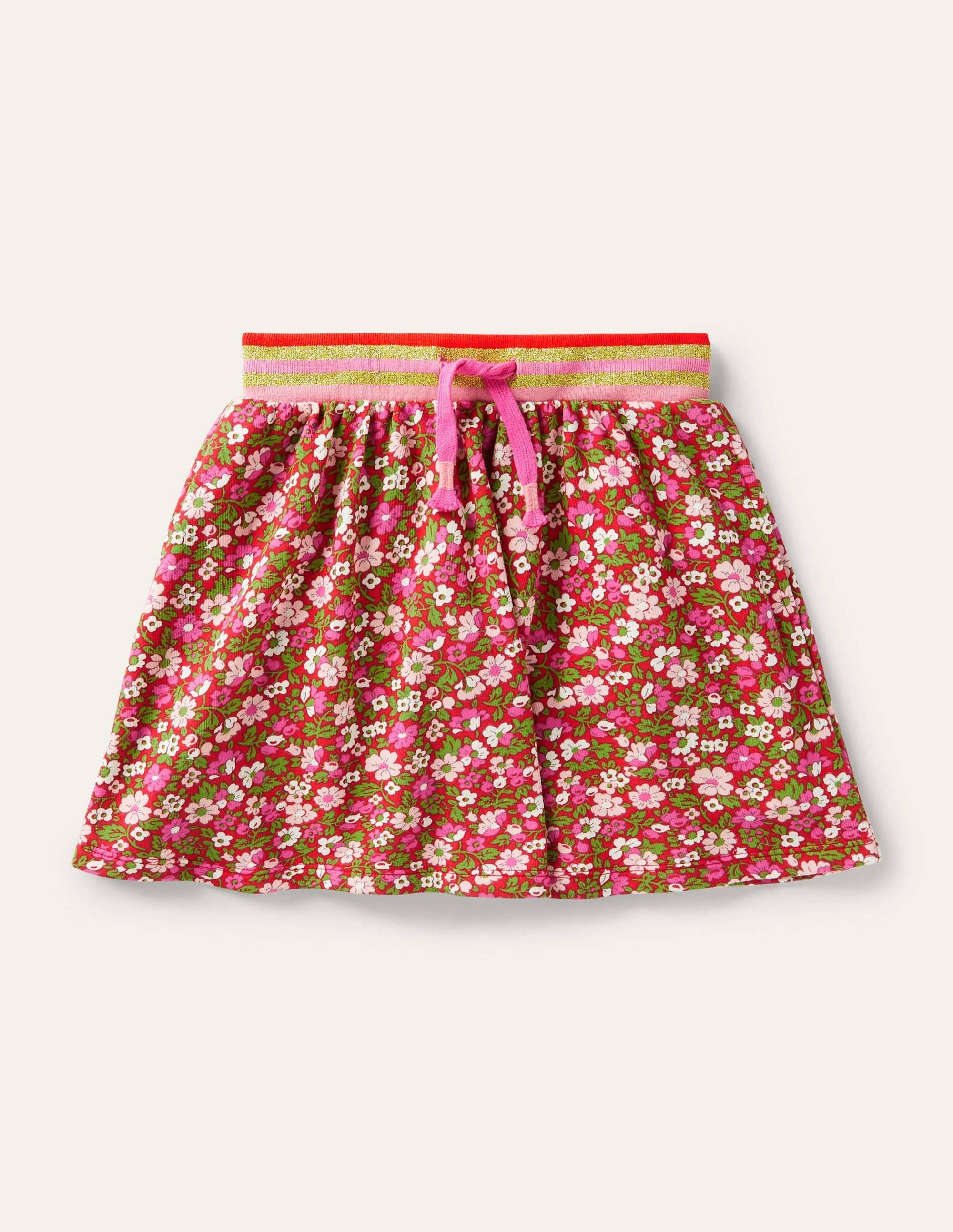 Cosy Twirly Sweatshirt Skirt-Rockabilly Red Vintage Floral - Image 1