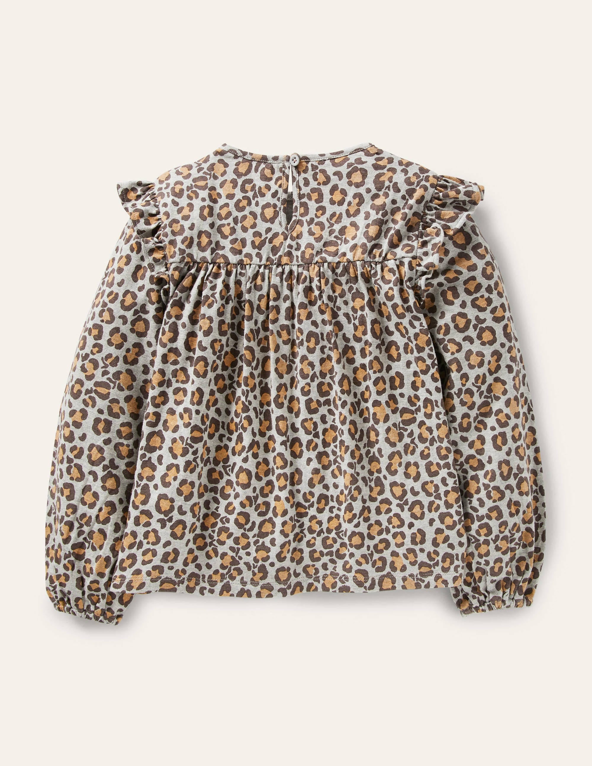 Floaty Printed Ruffle Top-Grey Marl Leopard Print - Image 2