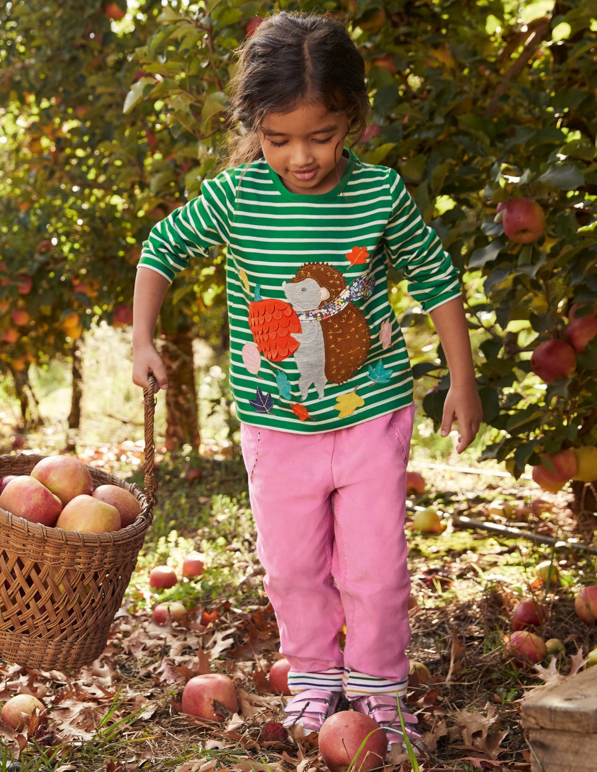 Big Appliqué T-shirt-Highland Green/ Ivory Hedgehog-4