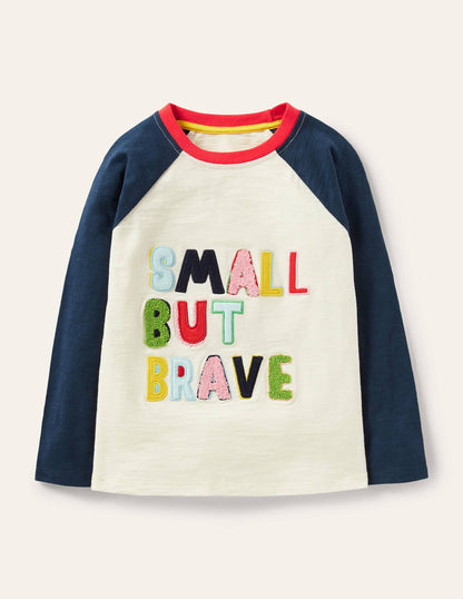 Textured Raglan T-shirt-Ivory Small But Brave-2