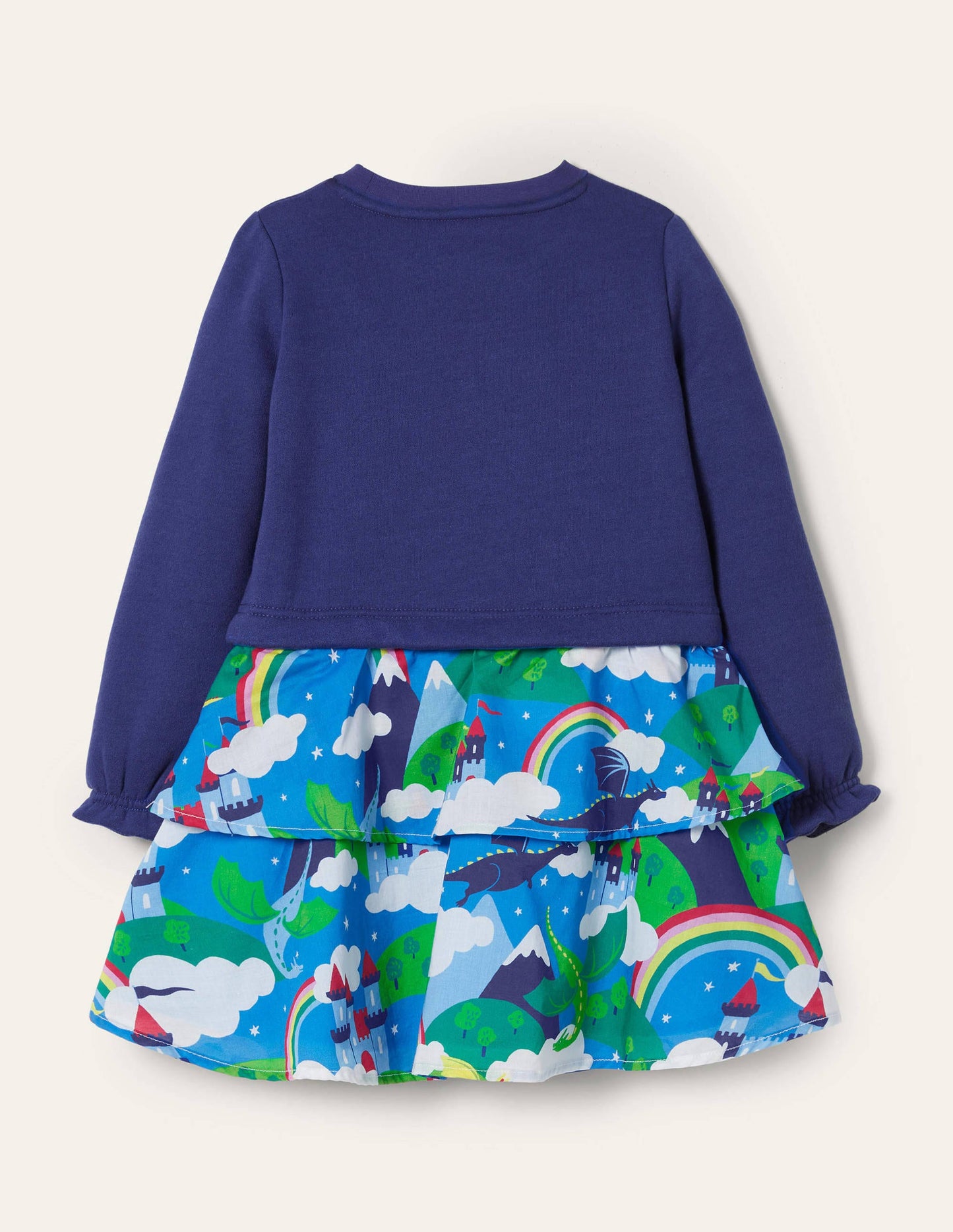 Appliqué Hotchpotch Dress-Multi Dragon Sky