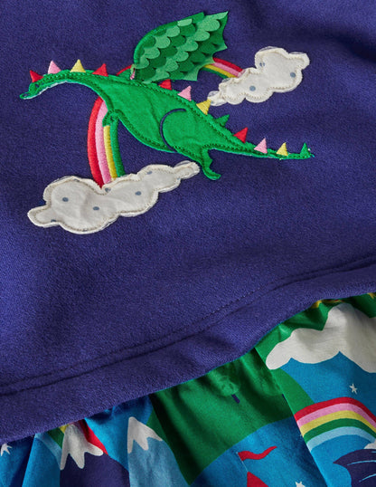 Appliqué Hotchpotch Dress-Multi Dragon Sky-4