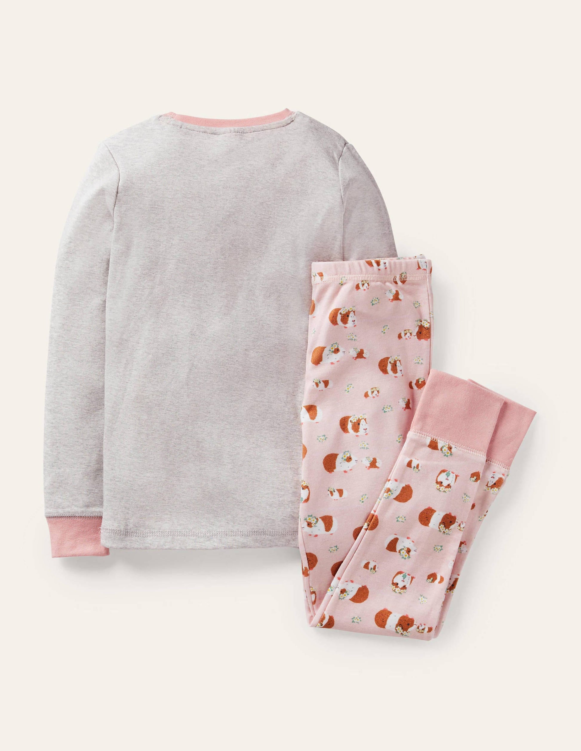 Snug Long John Pyjamas-Dusty Pink Guinea Pigs-2
