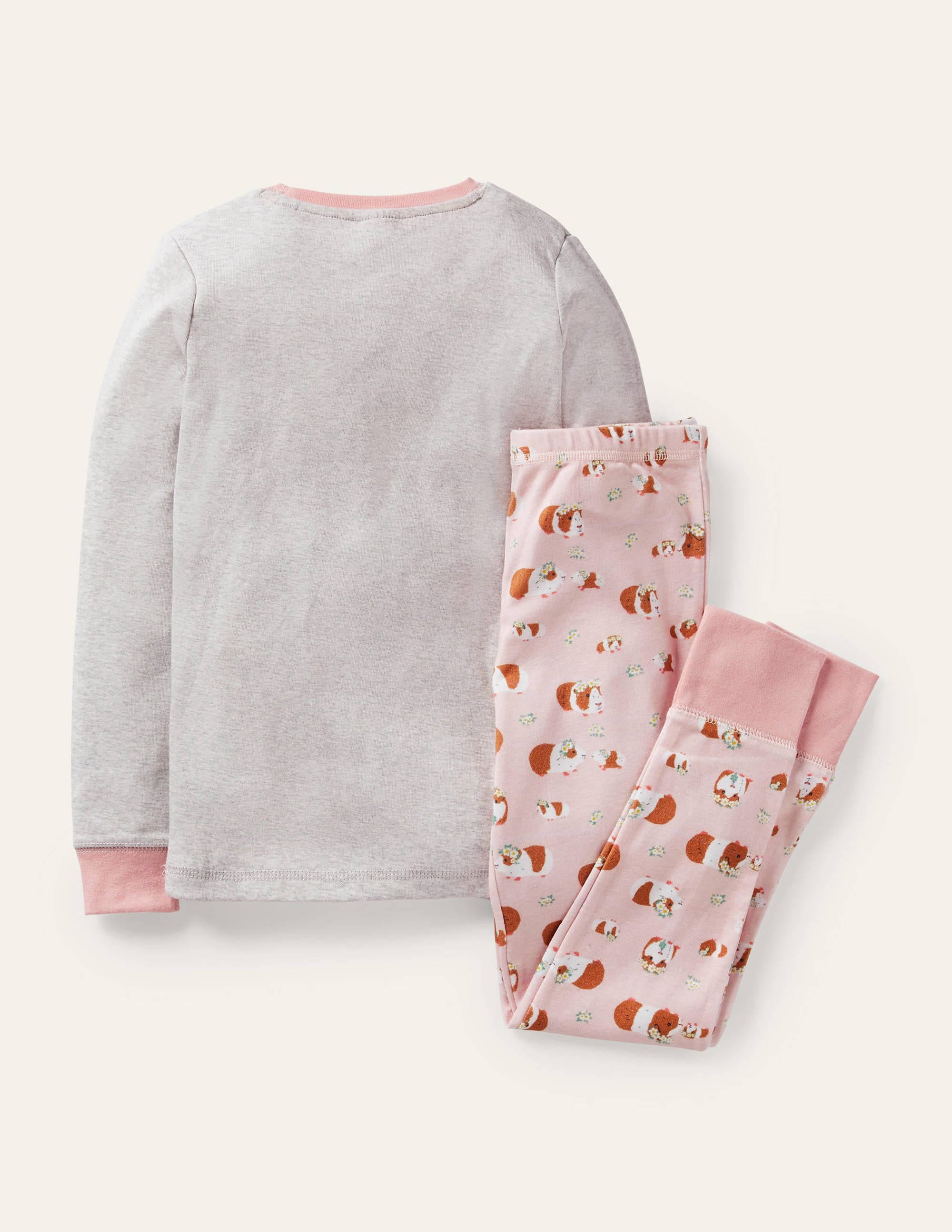 Snug Long John Pyjamas-Dusty Pink Guinea Pigs - Image 2