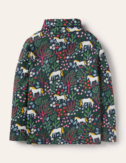 Roll Neck Supersoft T-shirt-Stormy Blue Unicorn Tapestry-2