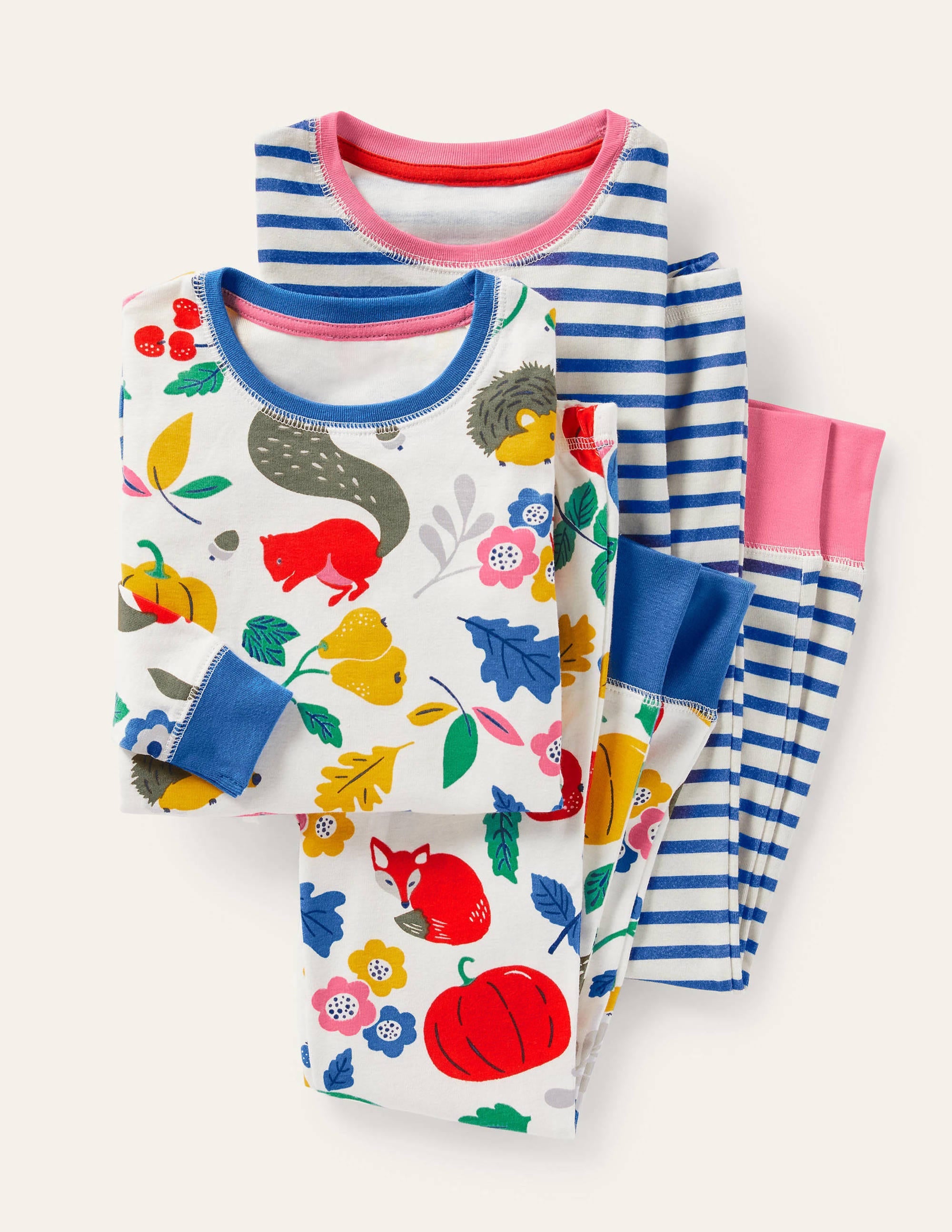 Twin Pack Snug Pyjamas-Ivory Forest Friends/Blue - Image 1