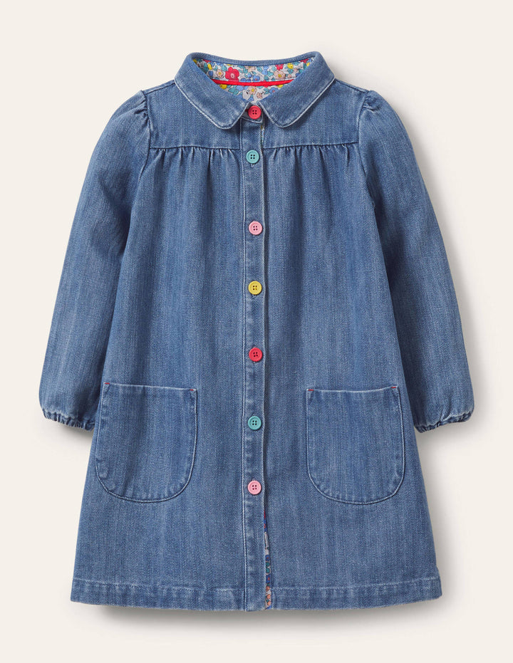 Collared Woven Dress-Chambray