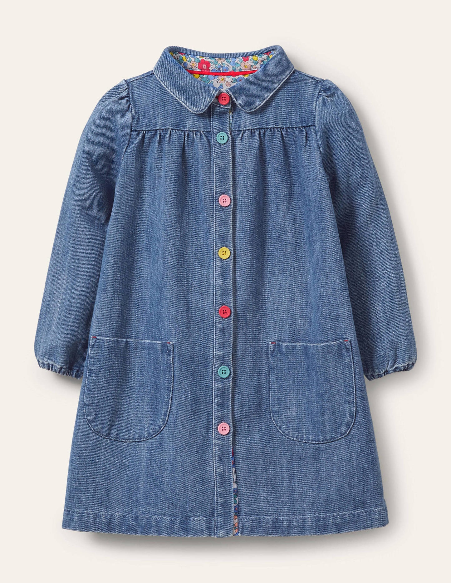 Collared Woven Dress-Chambray