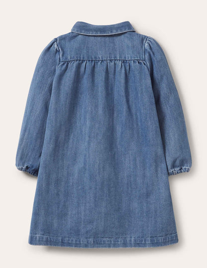 Collared Woven Dress-Chambray-2