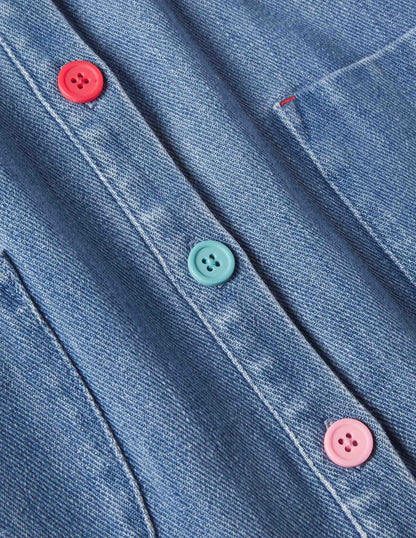 Collared Woven Dress-Chambray-3