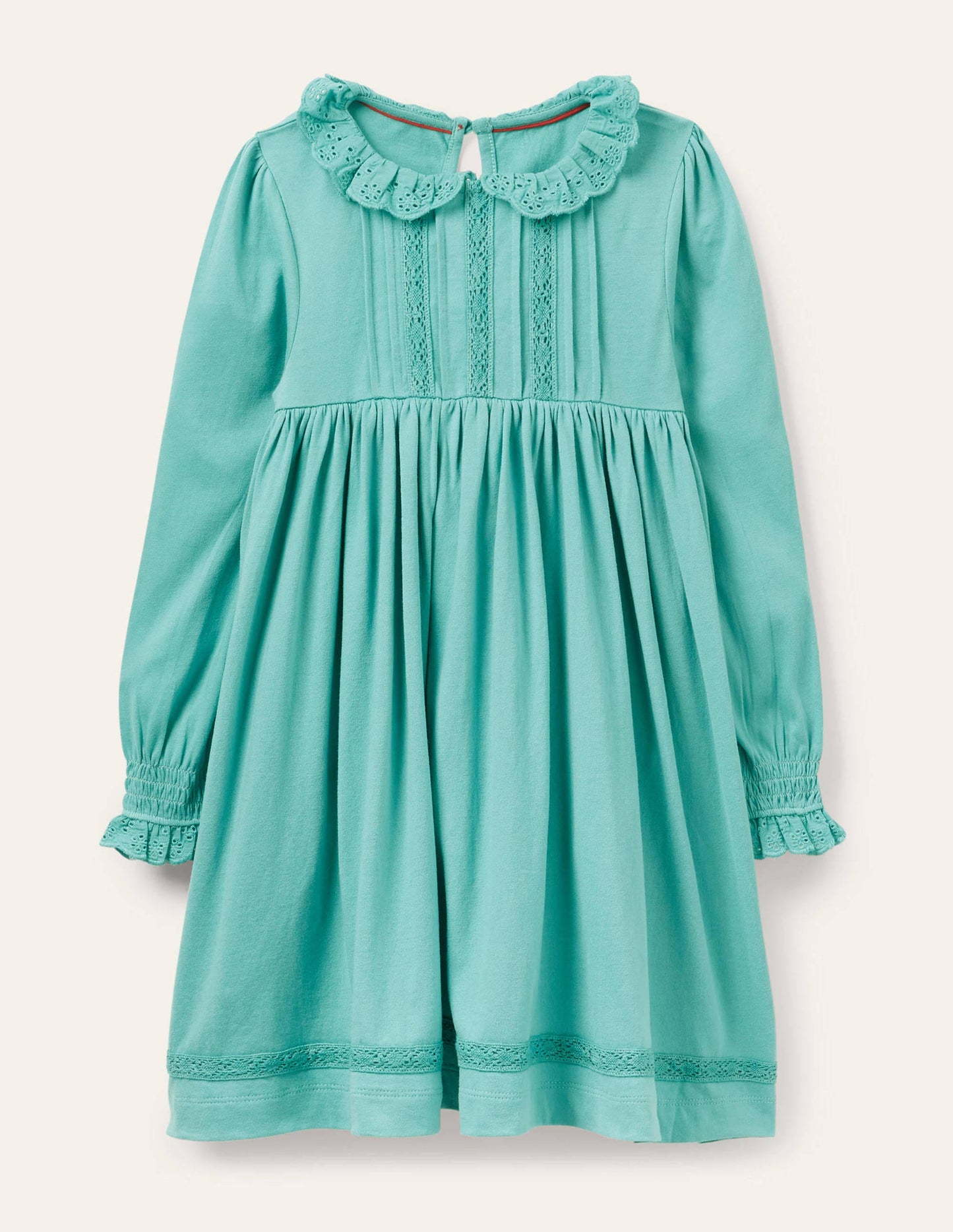 Broderie Collar Jersey Dress-Brook Blue