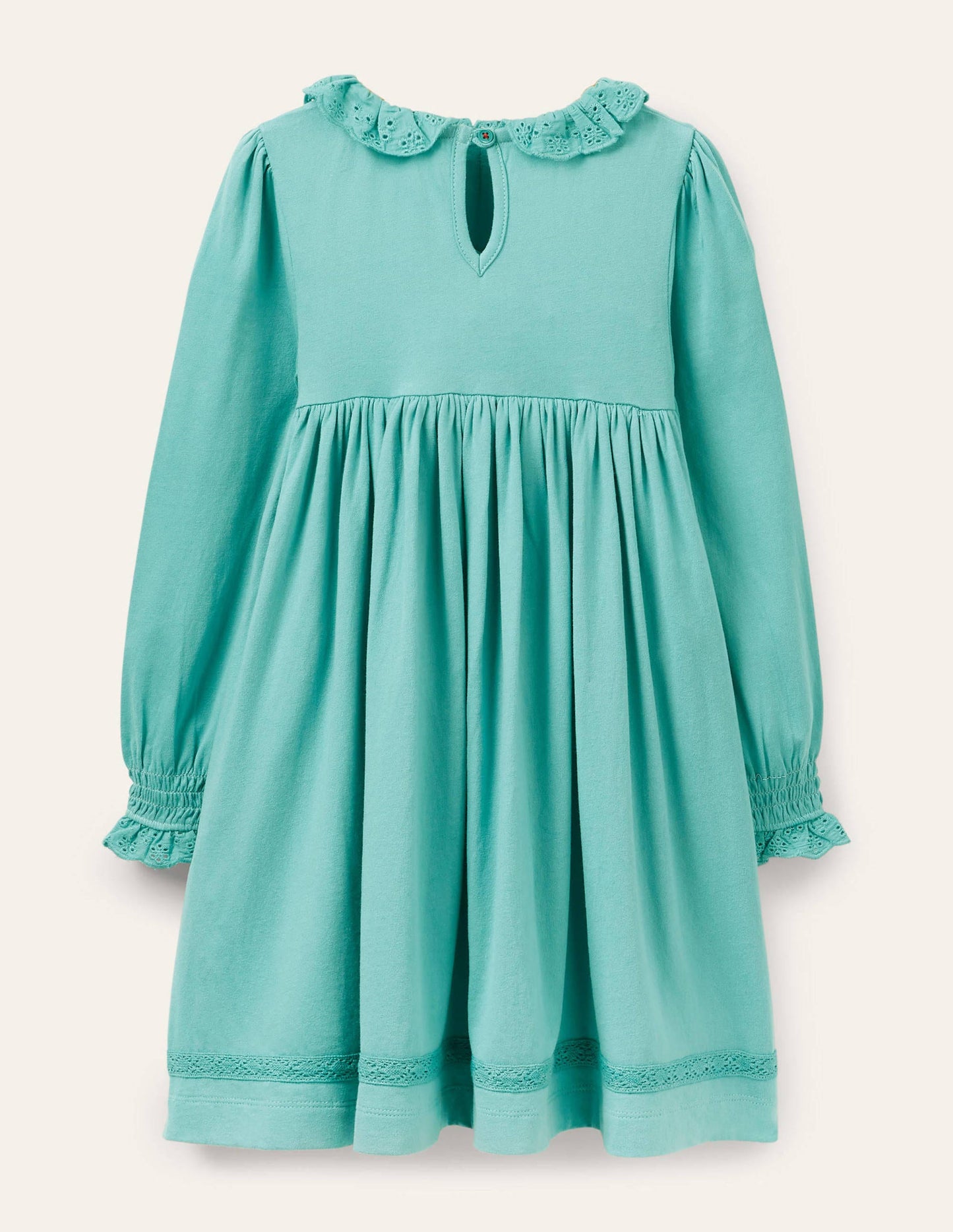 Broderie Collar Jersey Dress-Brook Blue