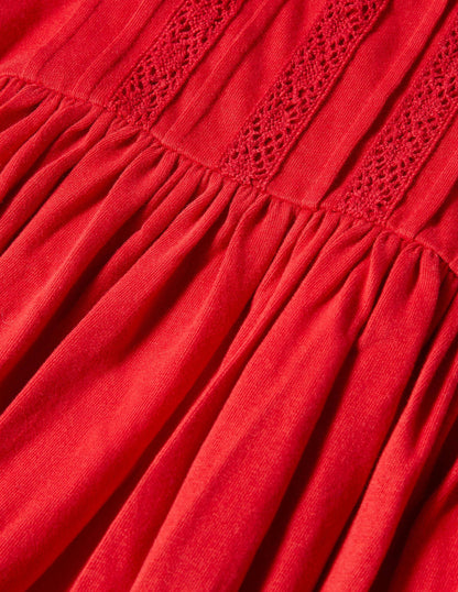 Broderie Collar Jersey Dress-Rockabilly Red-3