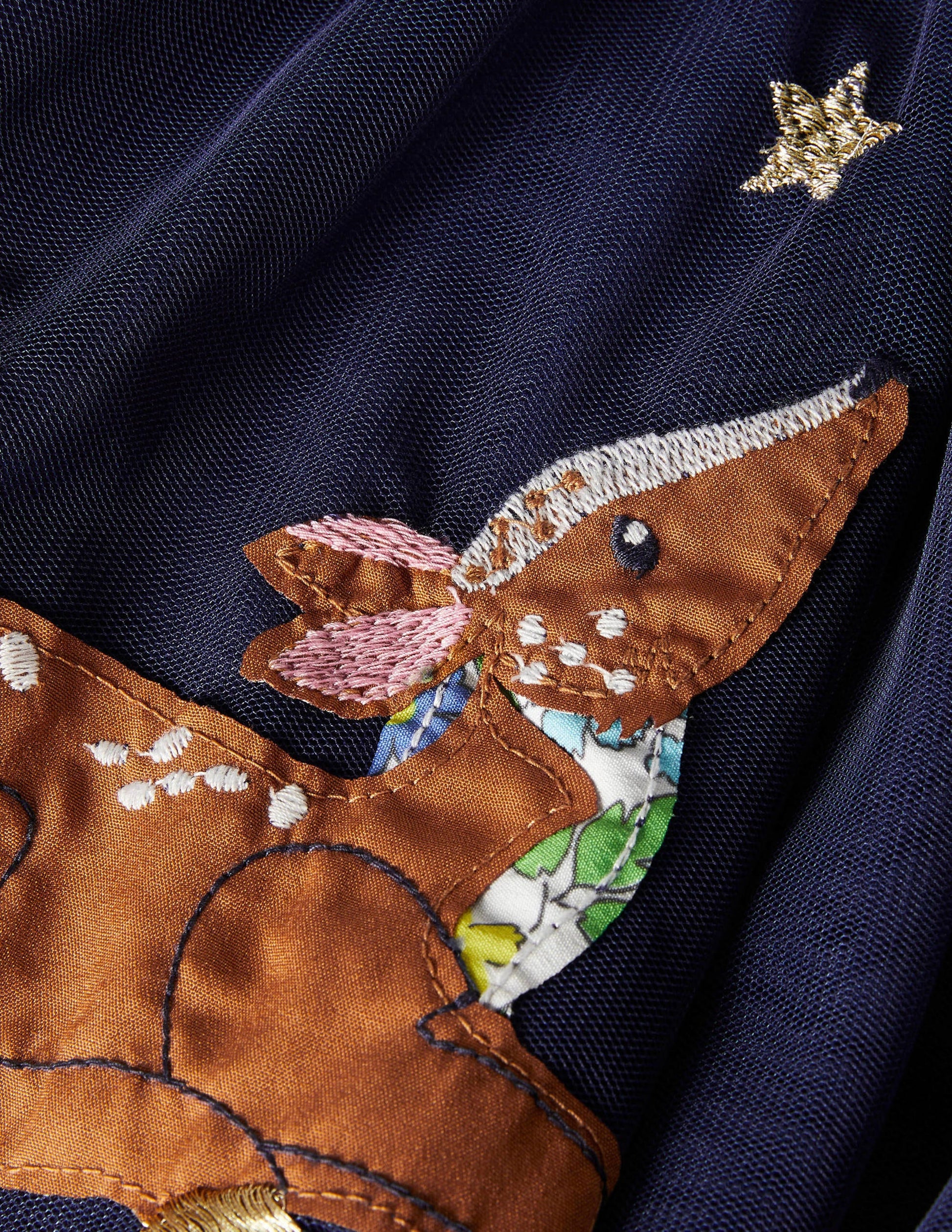 Appliqué Tulle Skirt-Starboard Blue Animals-4